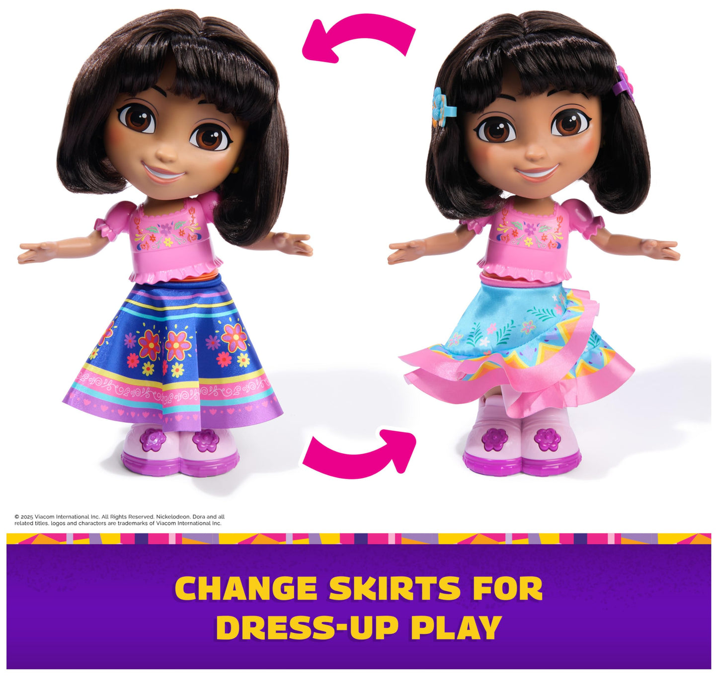 DORA Dance with Me Dora — Interactive Dancing Doll with 2 Skirts & Bilingual Phrases