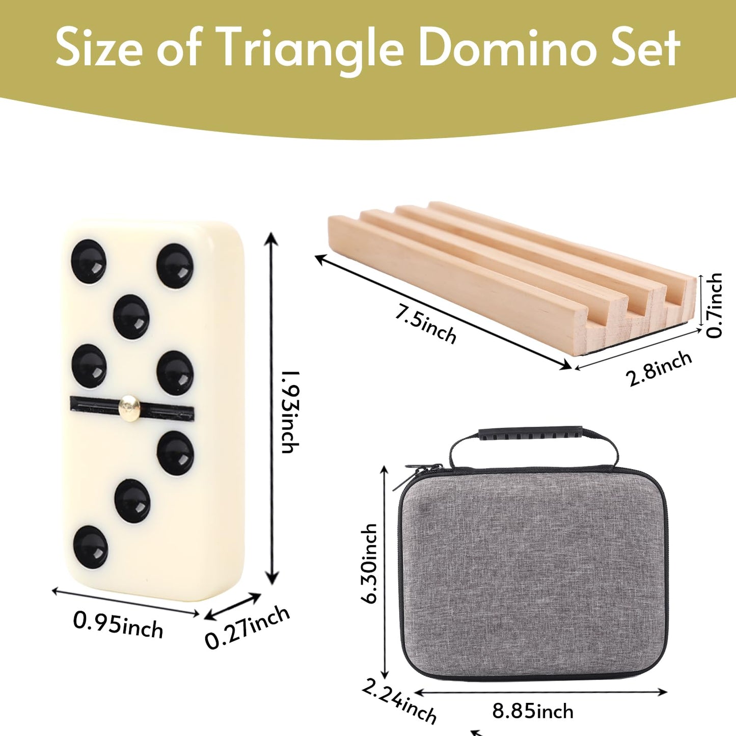 Doreimi Double 6 Dominoes Set for Adults – 28 Tiles, 4 Wooden Racks, Travel-Friendly