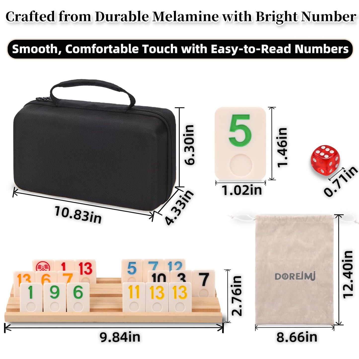 Doreimi Premium Rummy Cube Game Set – 6 Colors, 162 Tiles, Wooden Racks