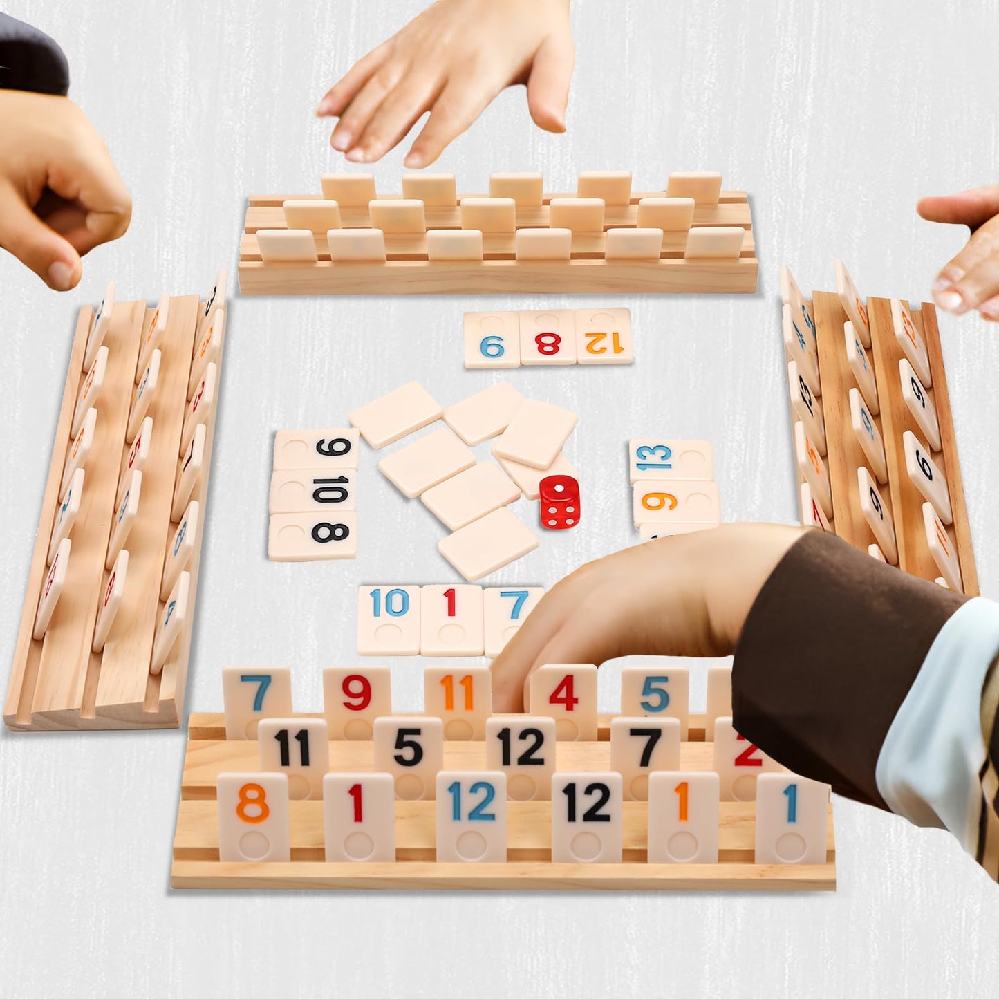 Doreimi Upgraded Rummy Cube – 4 Players Travel Family Board Game (108 Tiles + 4 Racks)