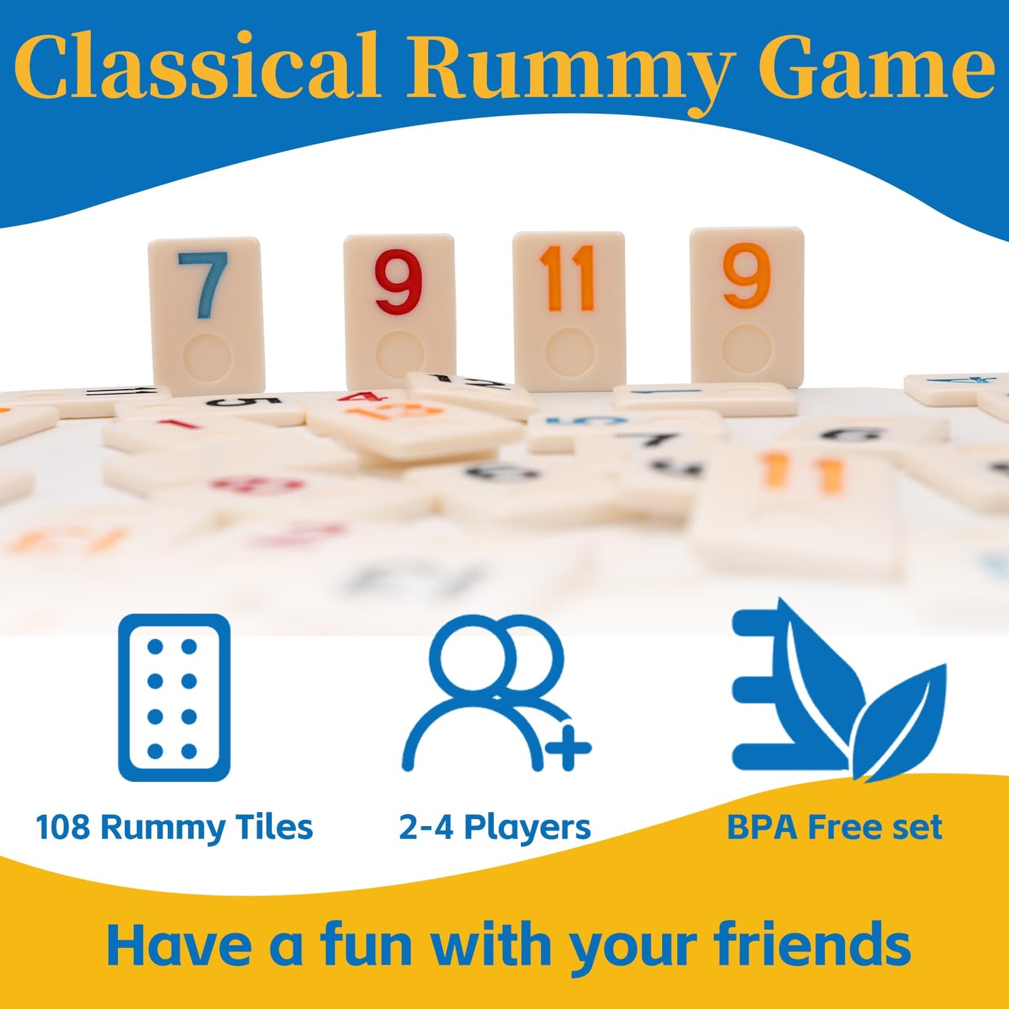 Doreimi Upgraded Rummy Cube – 4 Players Travel Family Board Game (108 Tiles + 4 Racks)