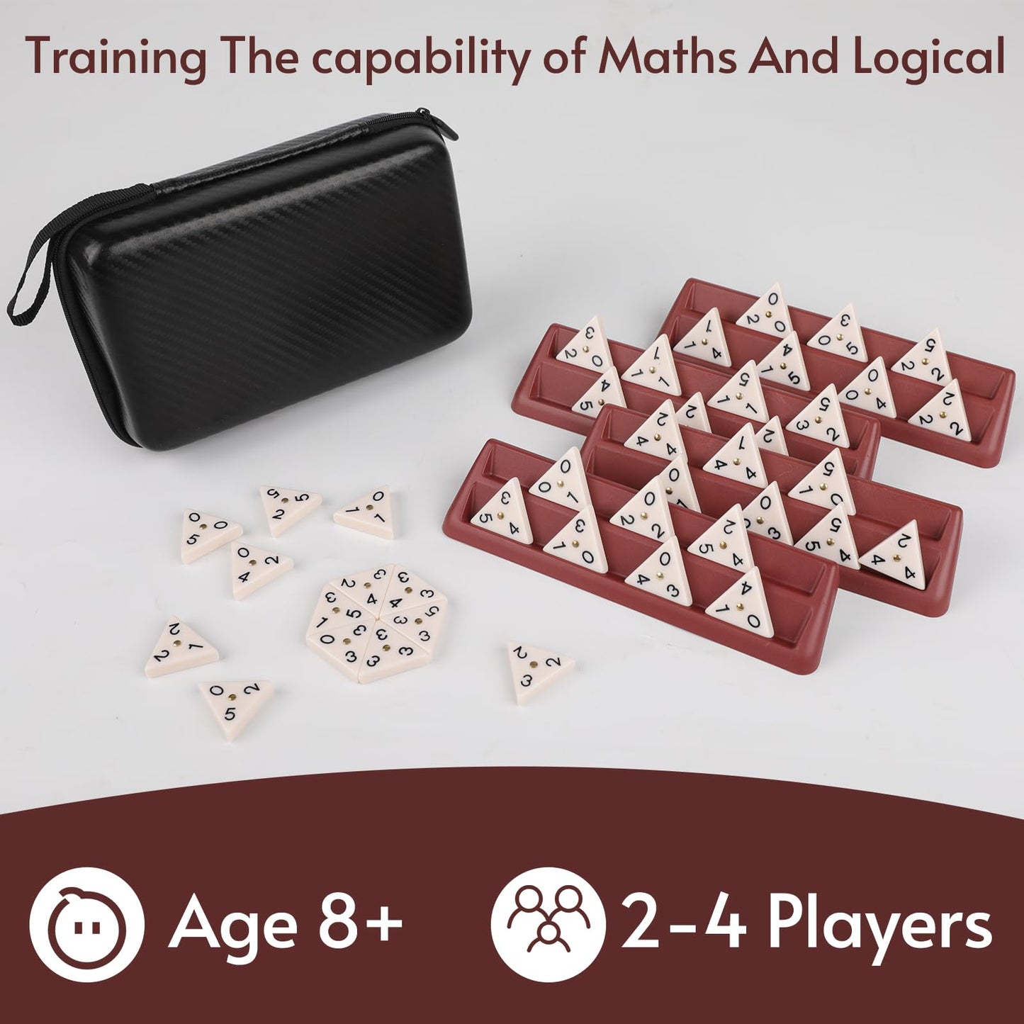 Doreimi Premium Triangle Domino Game Set — 56 Tiles + 4 Holders for 2–4 Players