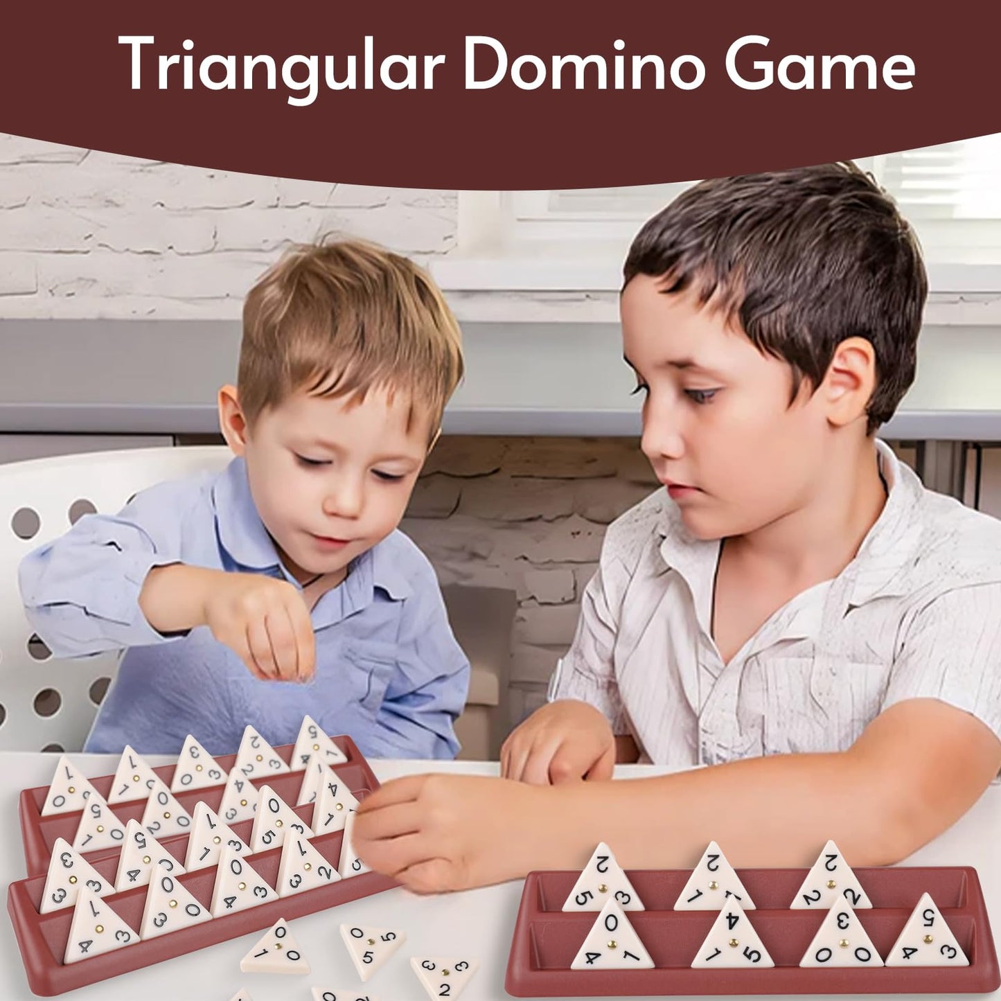 Doreimi Premium Triangle Domino Game Set — 56 Tiles + 4 Holders for 2–4 Players