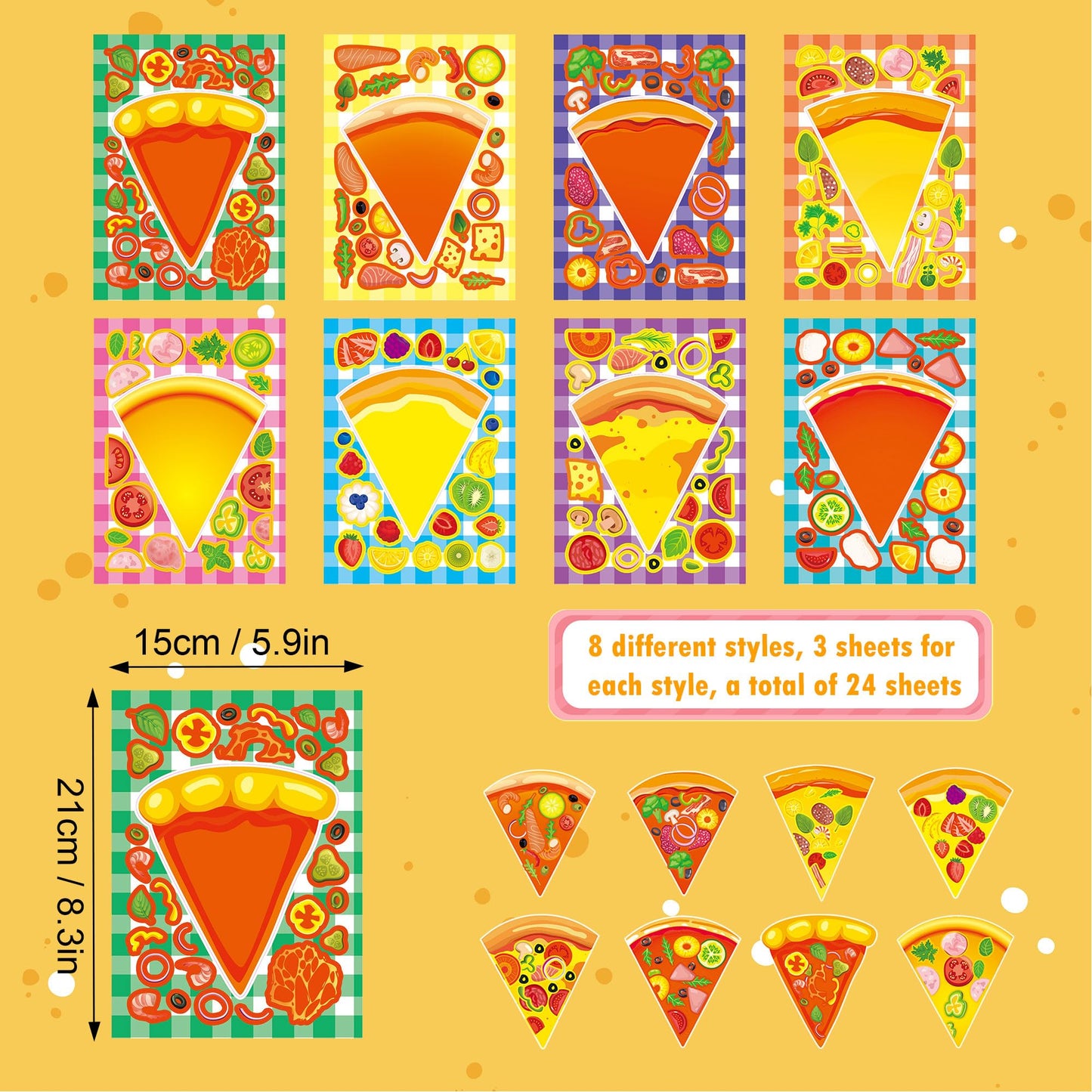 Dorgua 24 Sheets Pizza Make-a-Face Stickers – DIY Party Decor