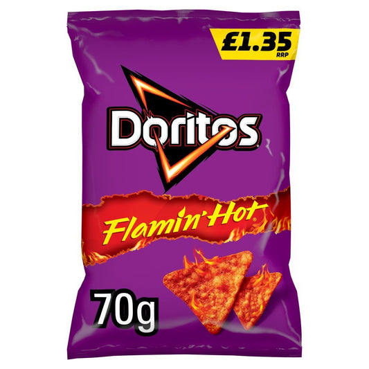 Doritos Extra Flamin' Hot Sharing Bag Crisps 70g (Box of 15)