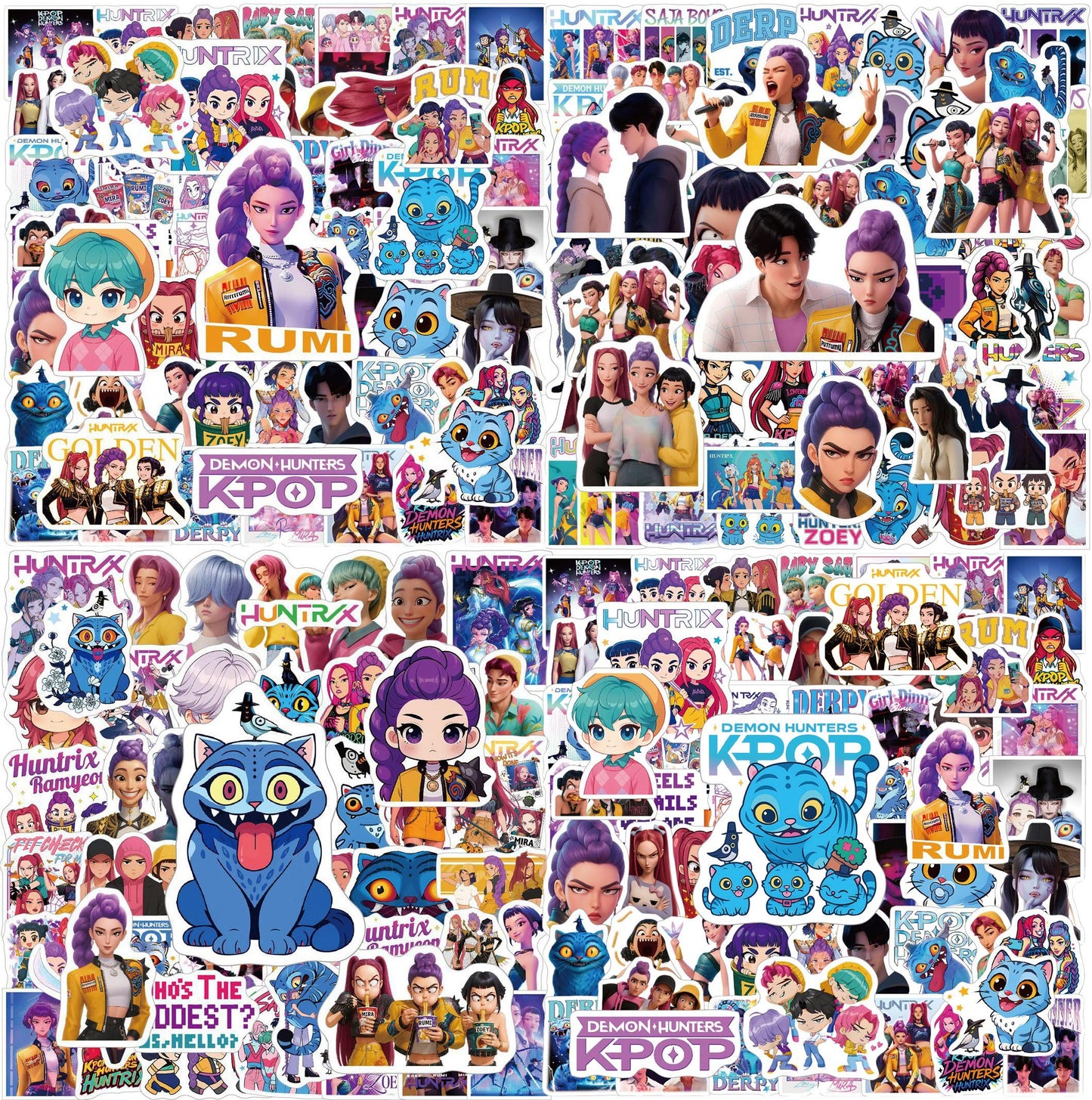 Dorjee 300Pack Demon Stickers Hunter – Cute Kawaii Girl Group Decals for Laptop, Phone, Water Bottle