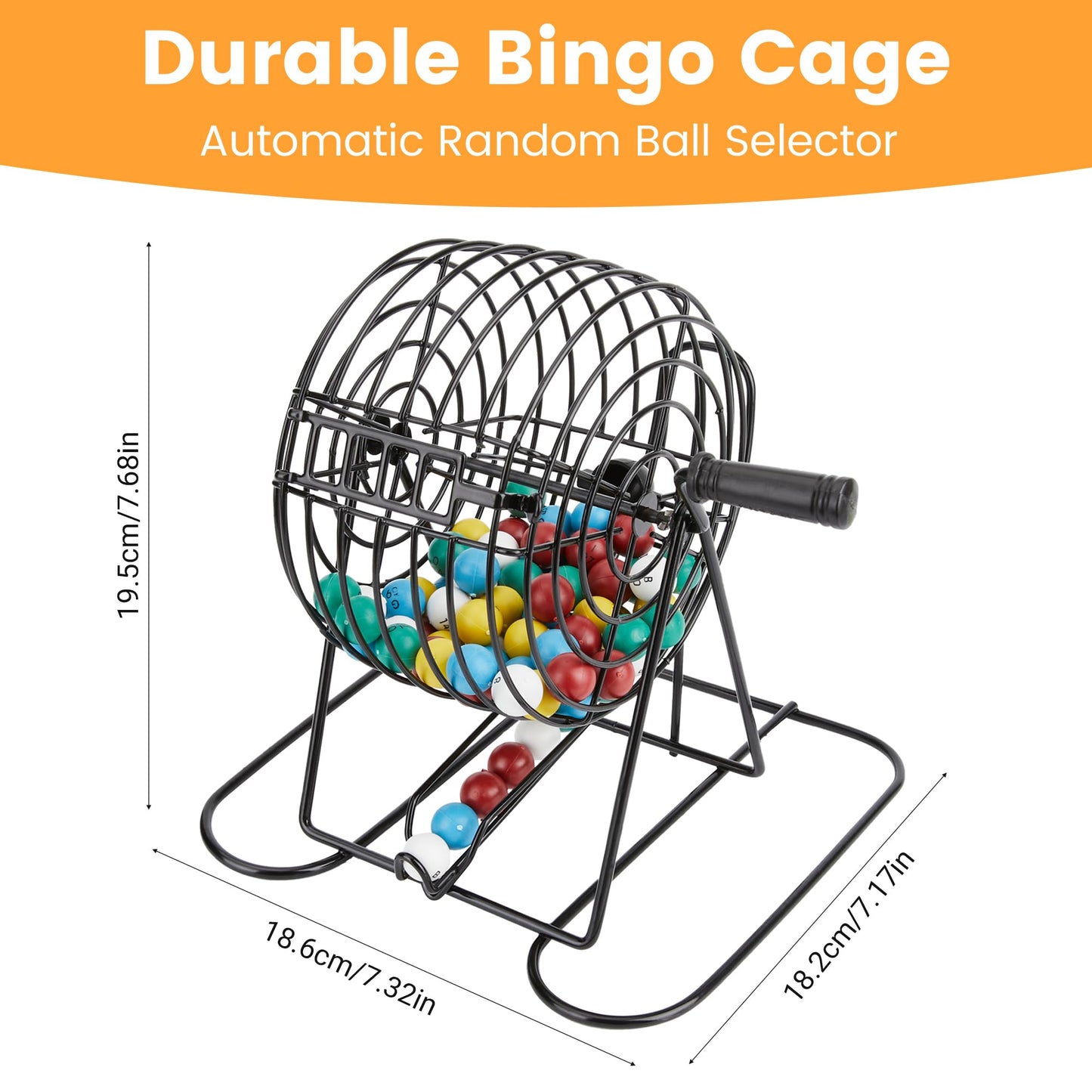 Dormercy Bingo Game Set – Complete 6-inch Steel Cage Kit with 75 Balls, 50 Cards, 300 Chips
