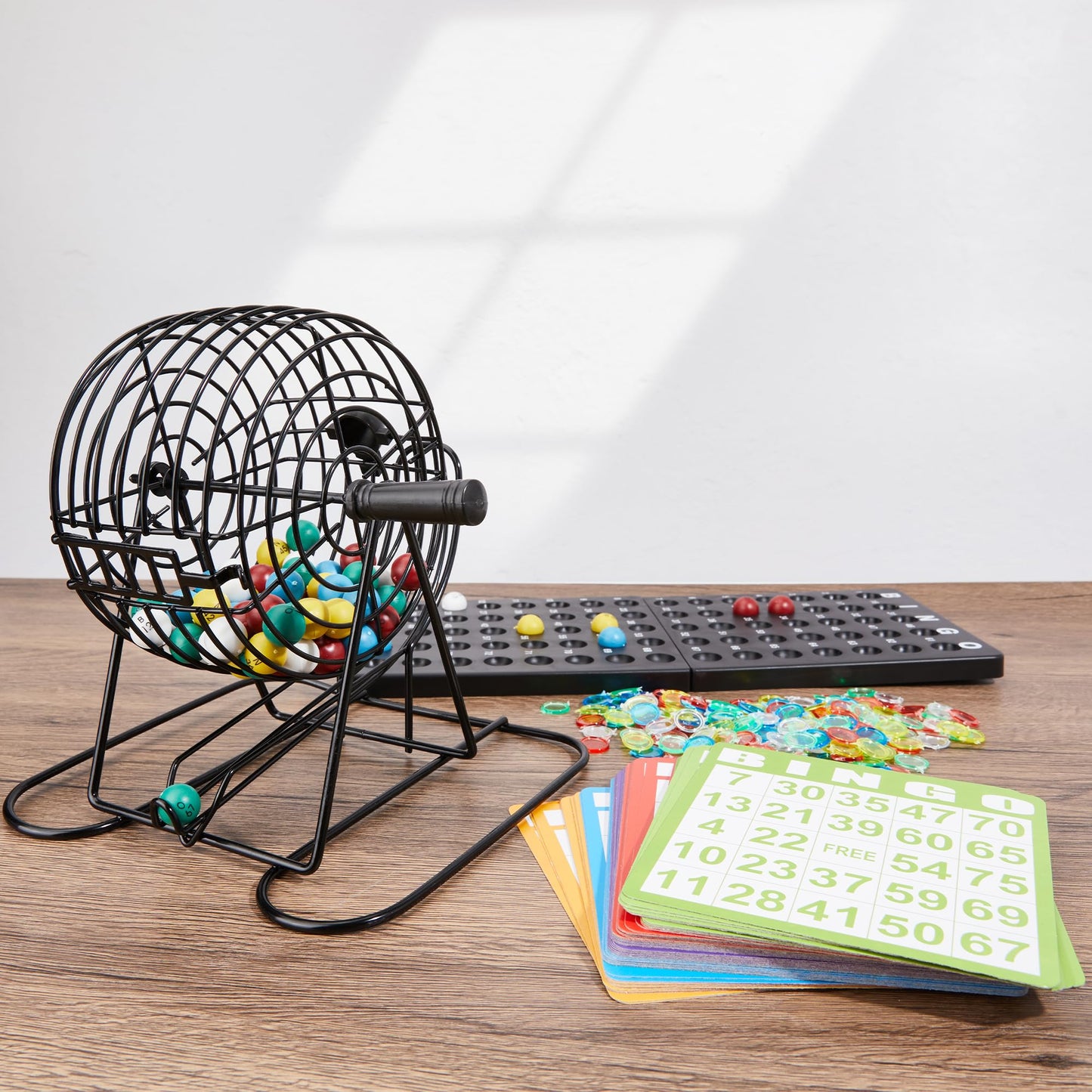 Dormercy Bingo Game Set – Complete 6-inch Steel Cage Kit with 75 Balls, 50 Cards, 300 Chips