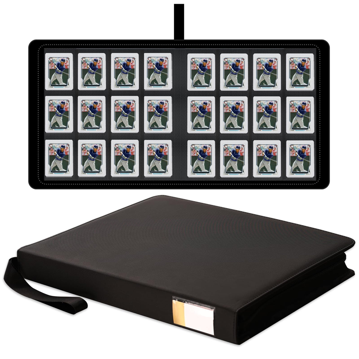 Dosanlues Toploader Binder 12 Pockets – 432-Card Capacity, Black, 3x4 Card Holder Compatible