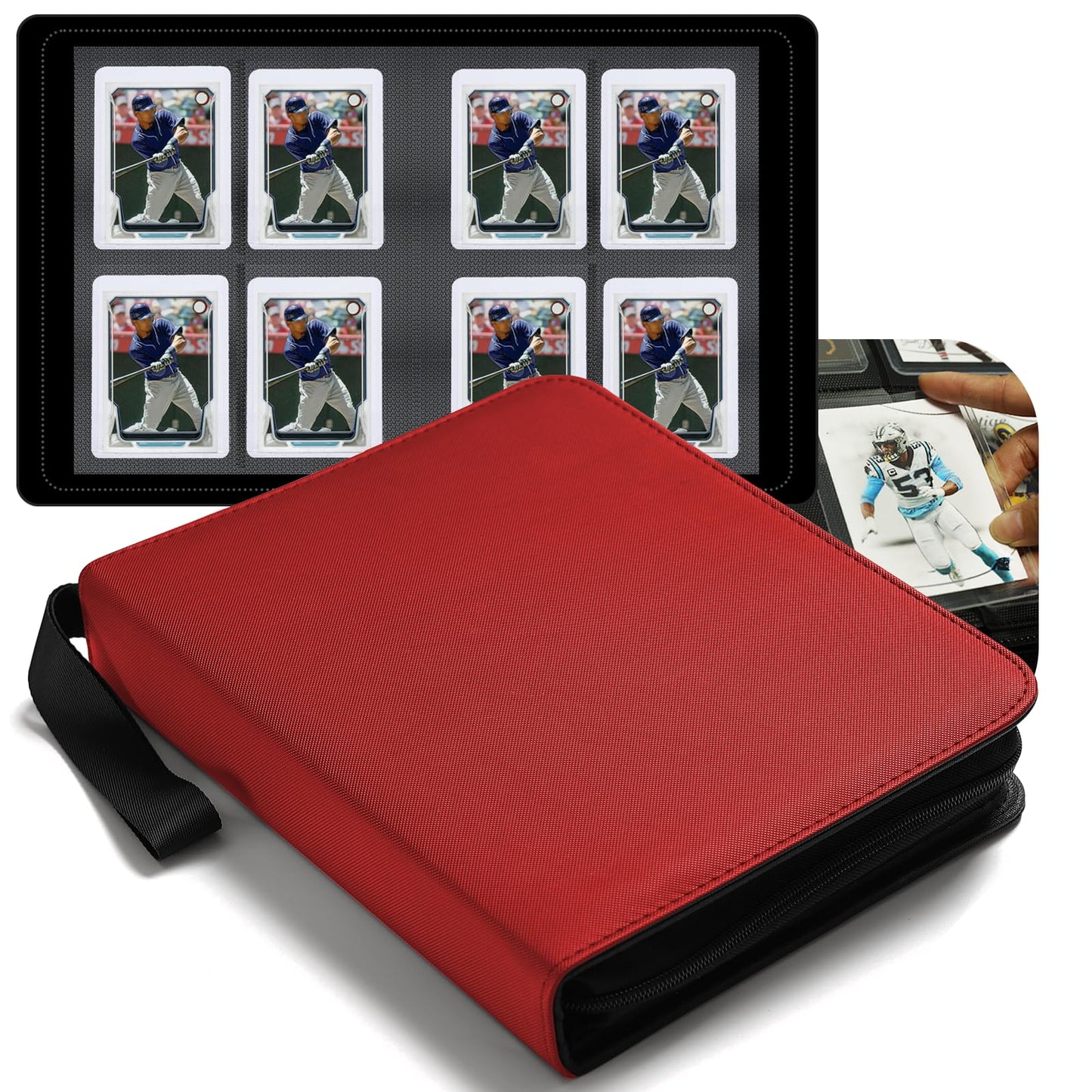 Dosanlues Toploaders Binder – Portable 80-Pocket Trading Card Album (Red)