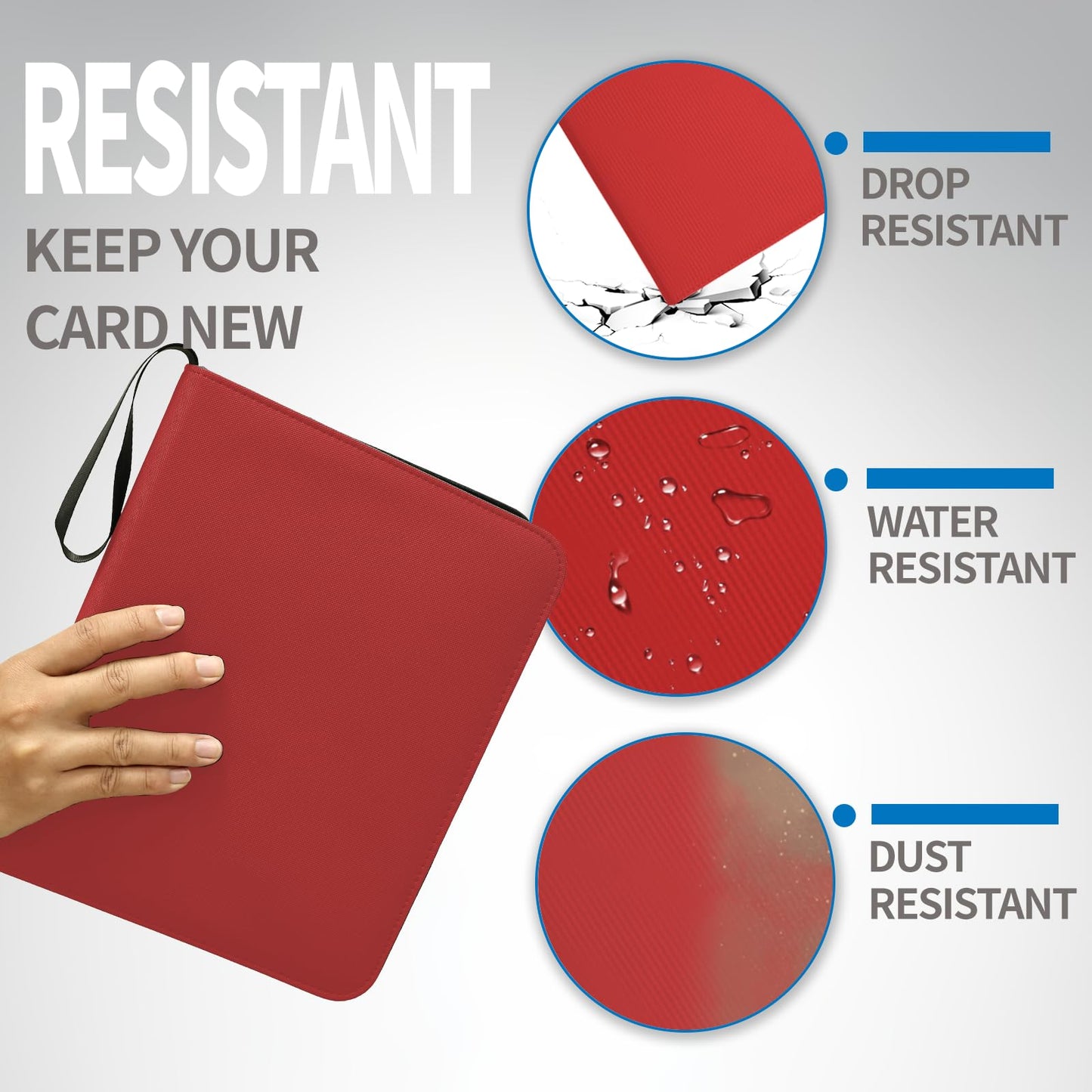 Dosanlues Toploaders Binder – Portable 80-Pocket Trading Card Album (Red)
