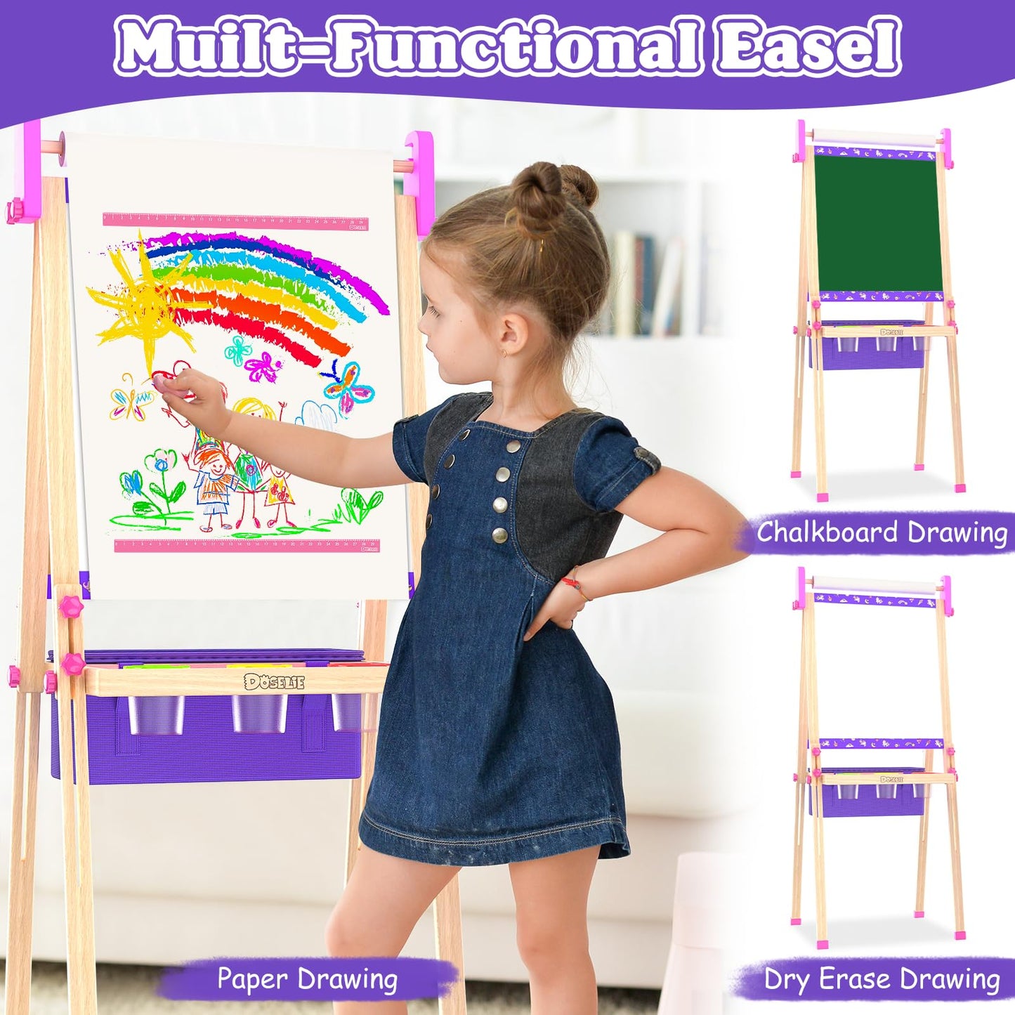 Doselie Art Easel for Kids 4-8 – All-in-One Art Set with Paper Roll