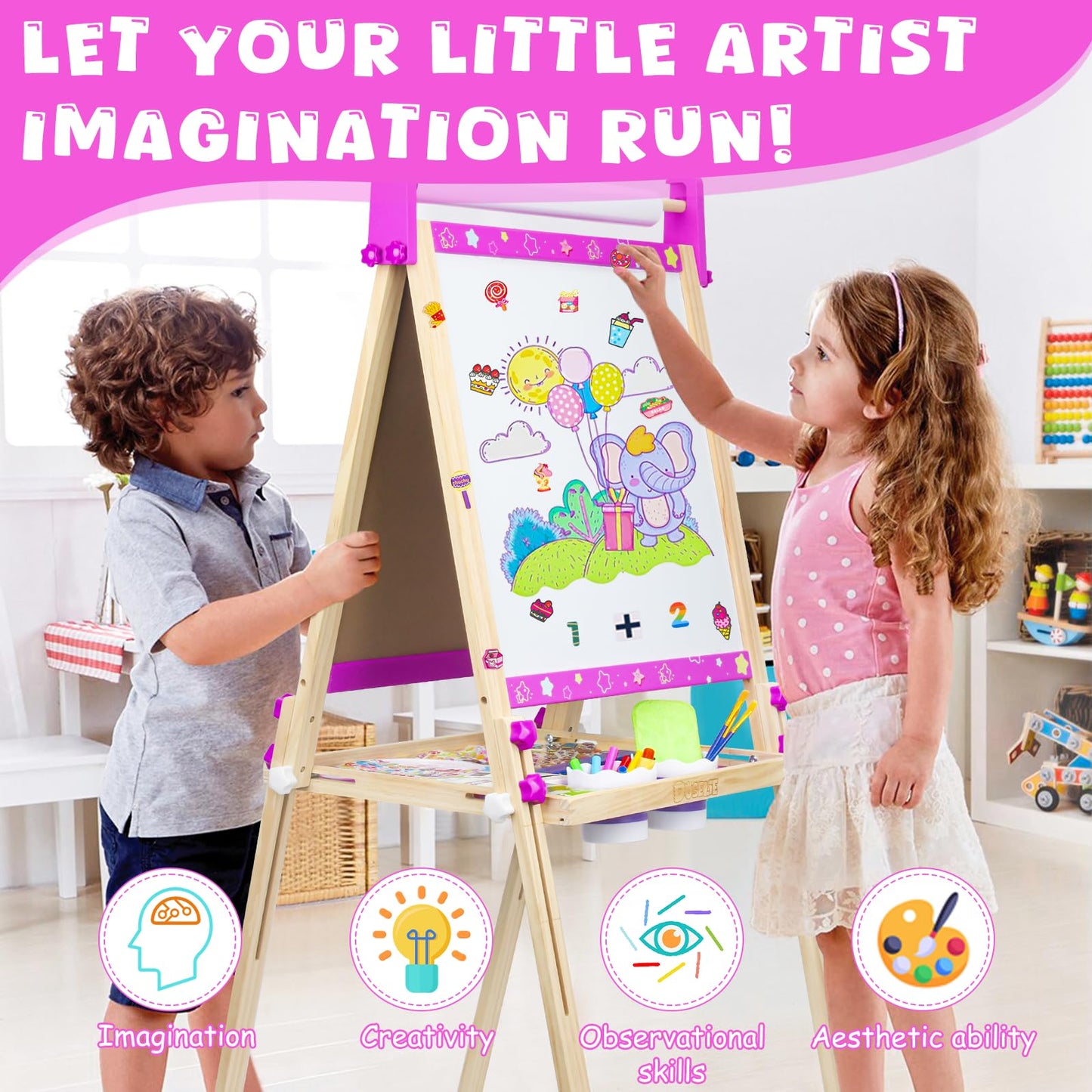 Doselie Kids Easel – 3-in-1 Adjustable Art Easel with Paper Roll