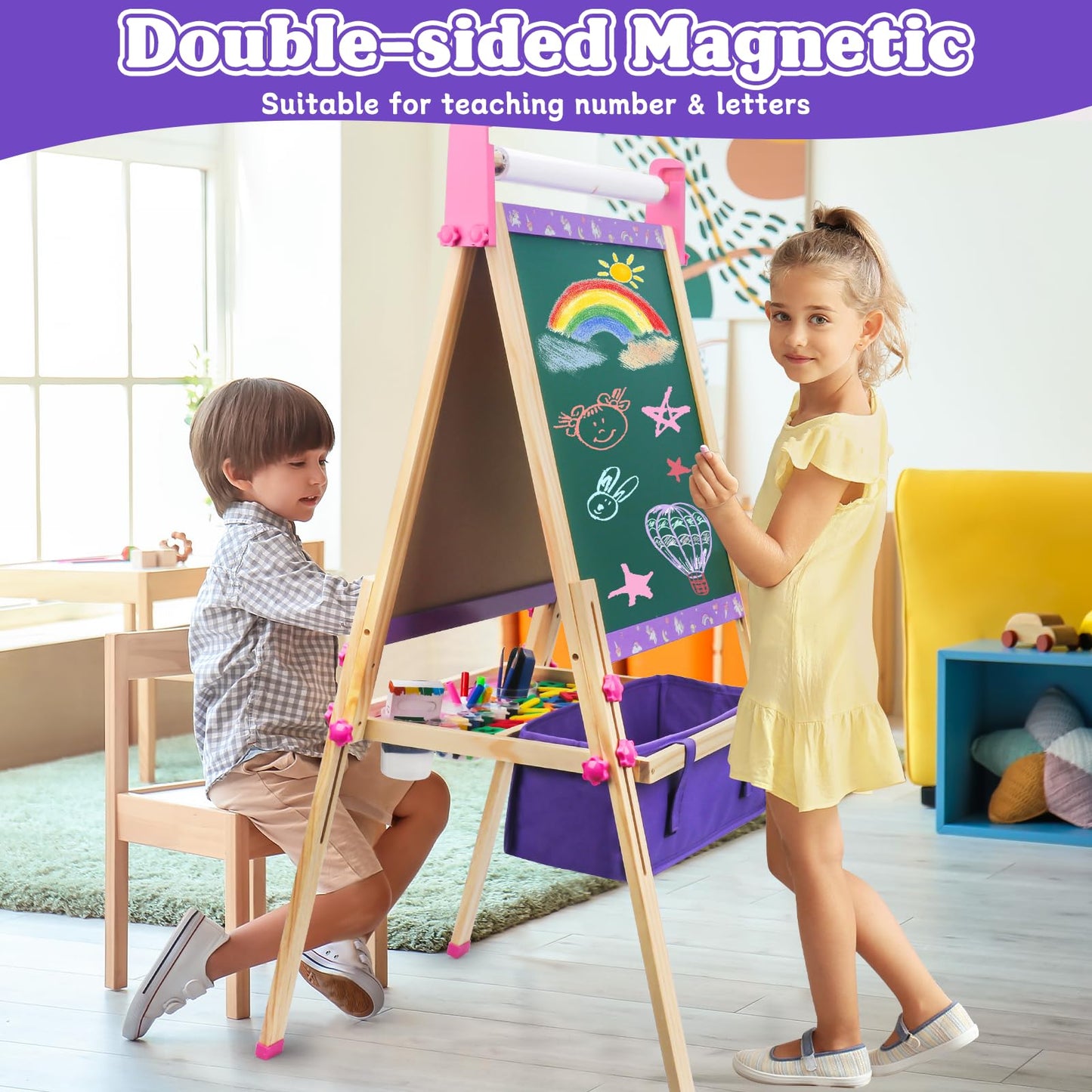 Doselie Art Easel for Kids 4-8 – All-in-One Art Set with Paper Roll