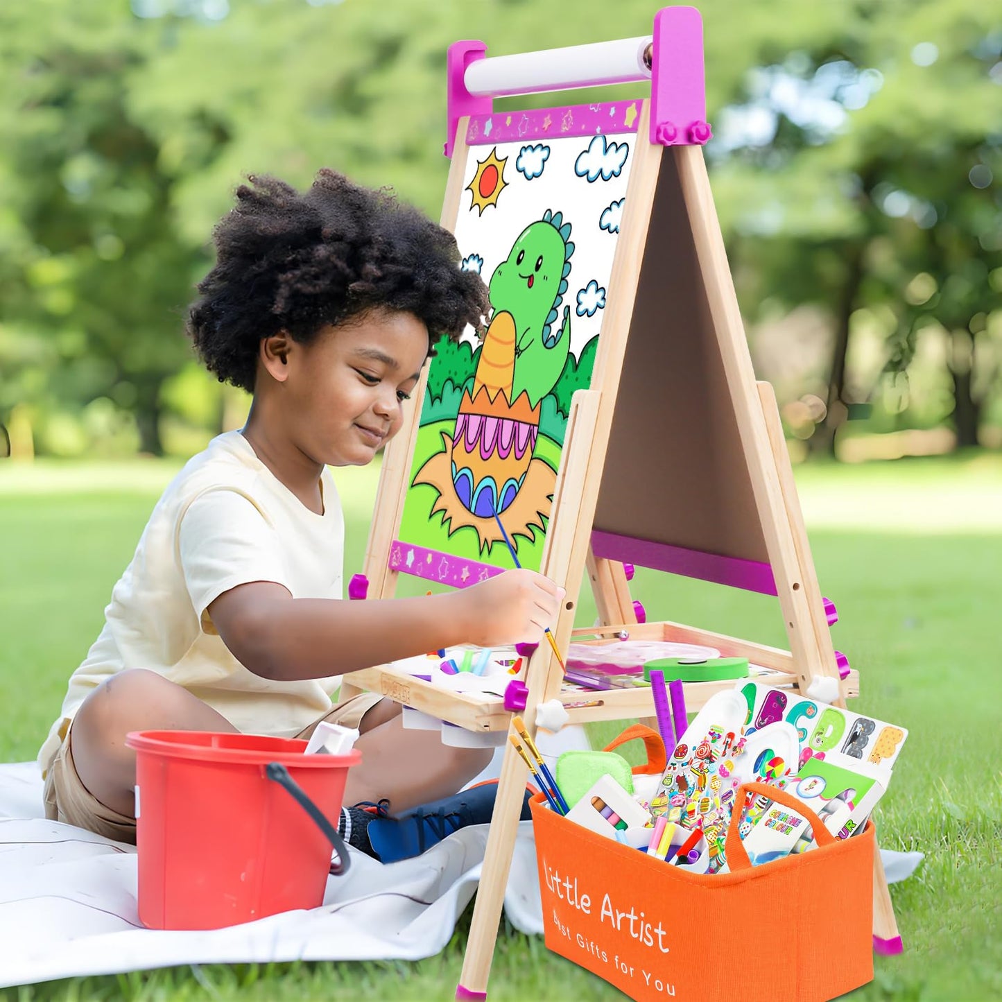 Doselie Kids Easel – 3-in-1 Adjustable Art Easel with Paper Roll
