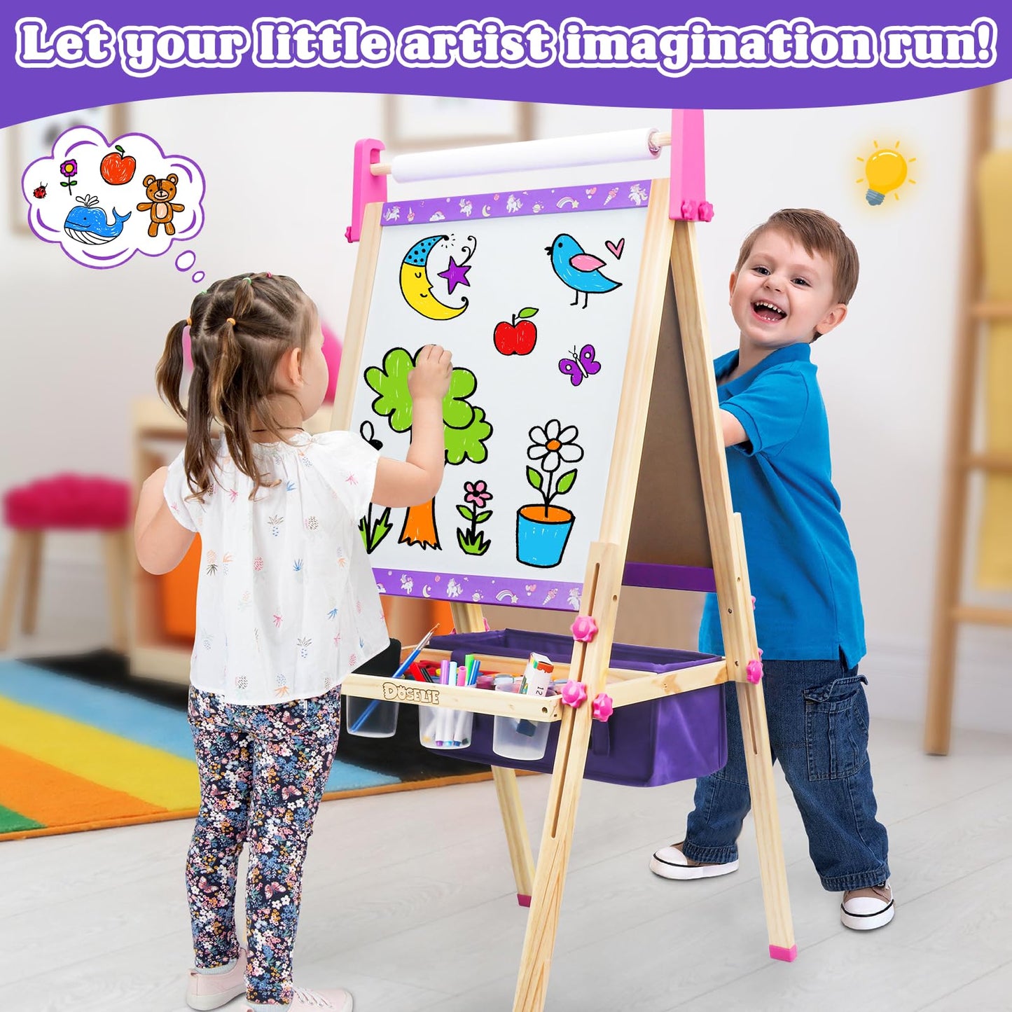 Doselie Art Easel for Kids 4-8 – All-in-One Art Set with Paper Roll