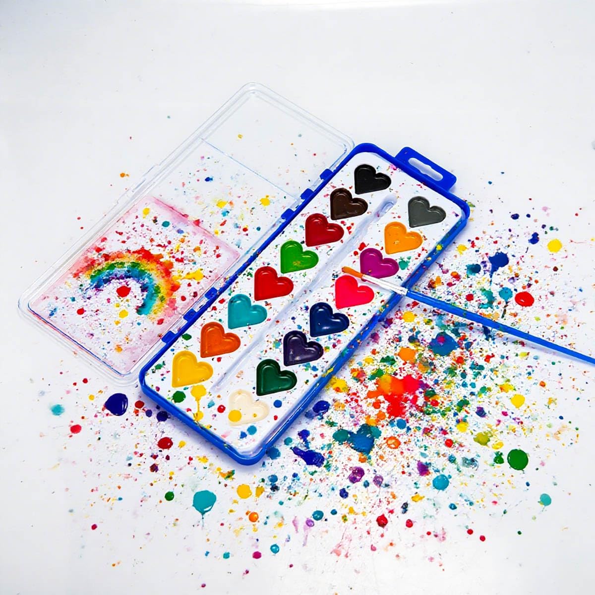 DOSEWART 36-Pack Heart Watercolor Set with Brush – Kids Art Supplies, Valentines & Classroom Pack