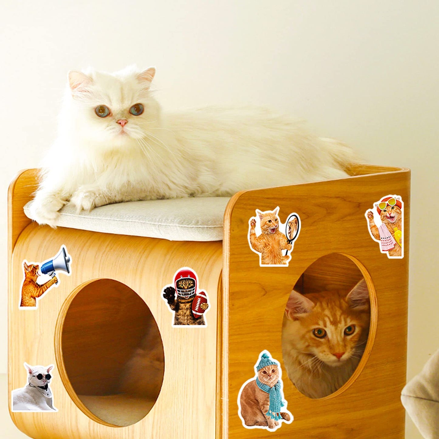 DothRayan Cat Stickers – 100 Pcs Vinyl Waterproof Sticker Pack for Laptops & More