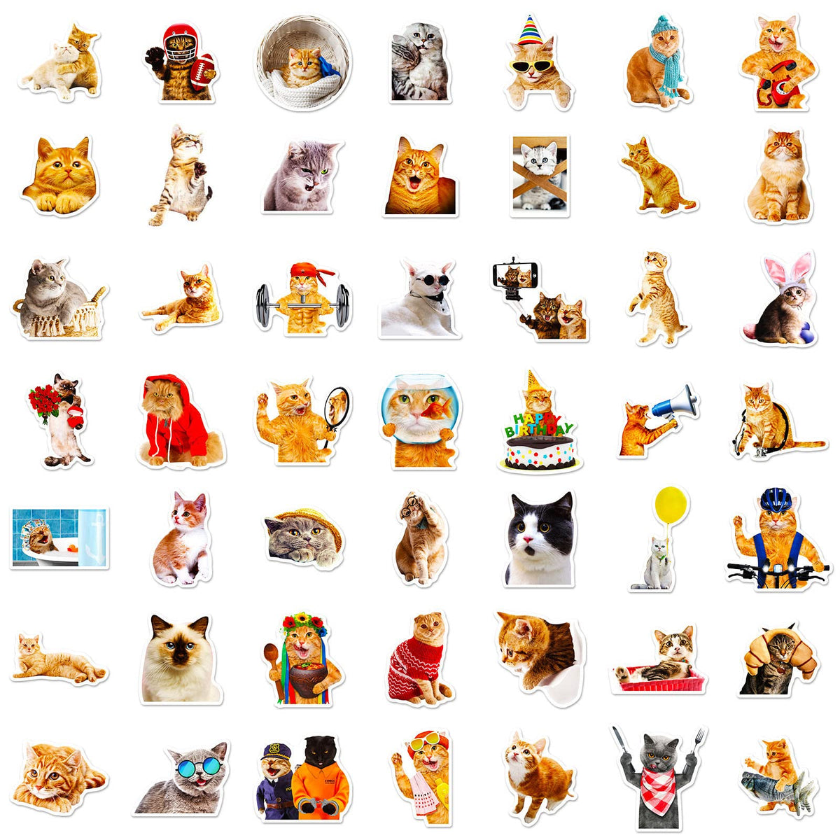 DothRayan Cat Stickers – 100 Pcs Vinyl Waterproof Sticker Pack for Laptops & More