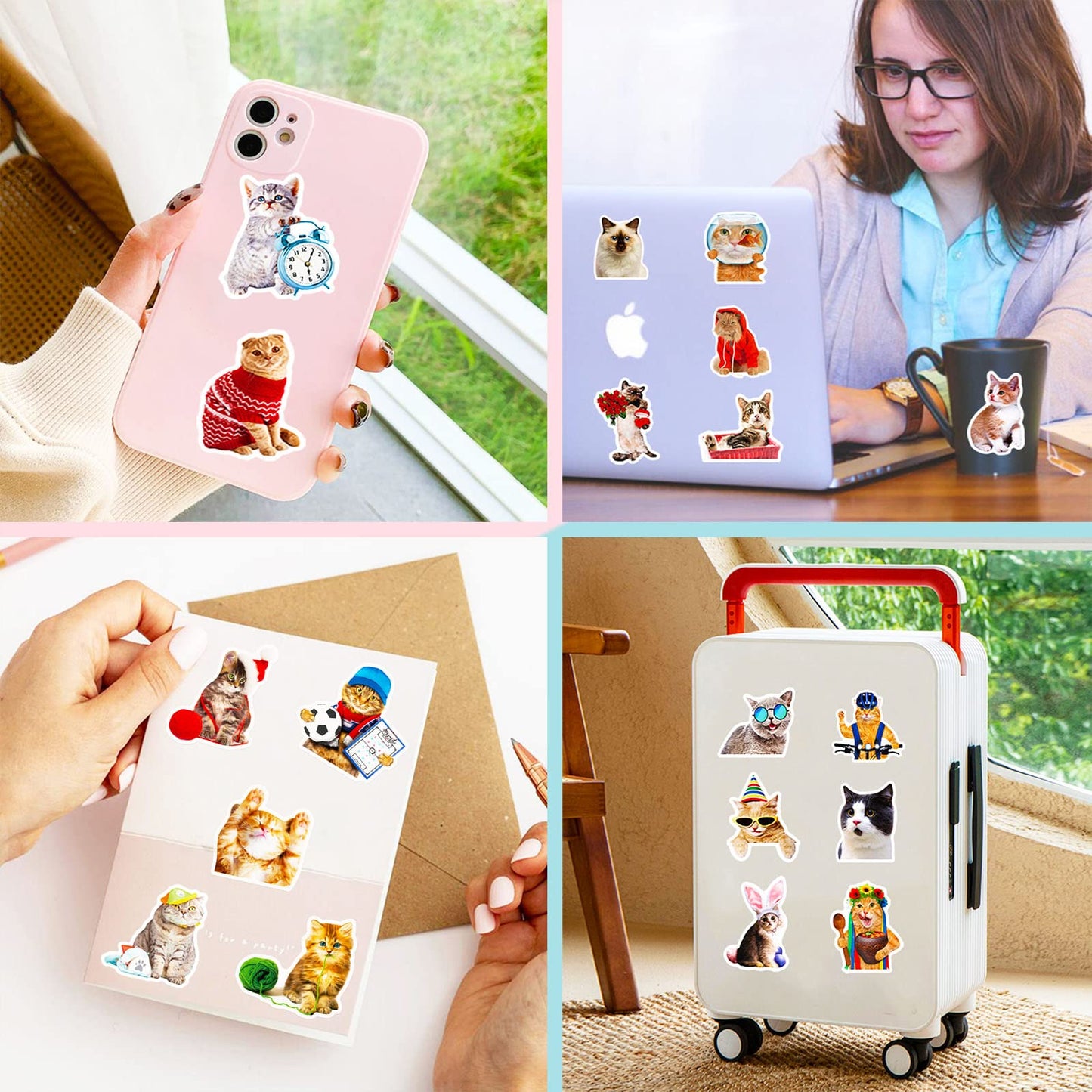 DothRayan Cat Stickers – 100 Pcs Vinyl Waterproof Sticker Pack for Laptops & More