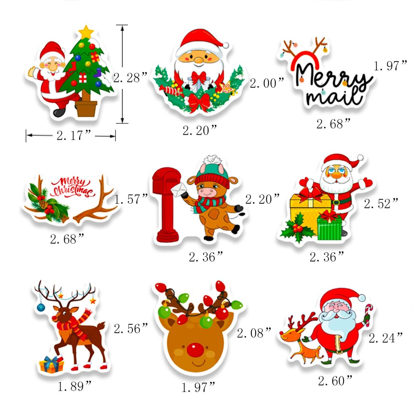 DothRayan Christmas Theme Stickers – 100 Pcs Vinyl Waterproof Holiday Stickers for Envelopes, Gifts & Crafts