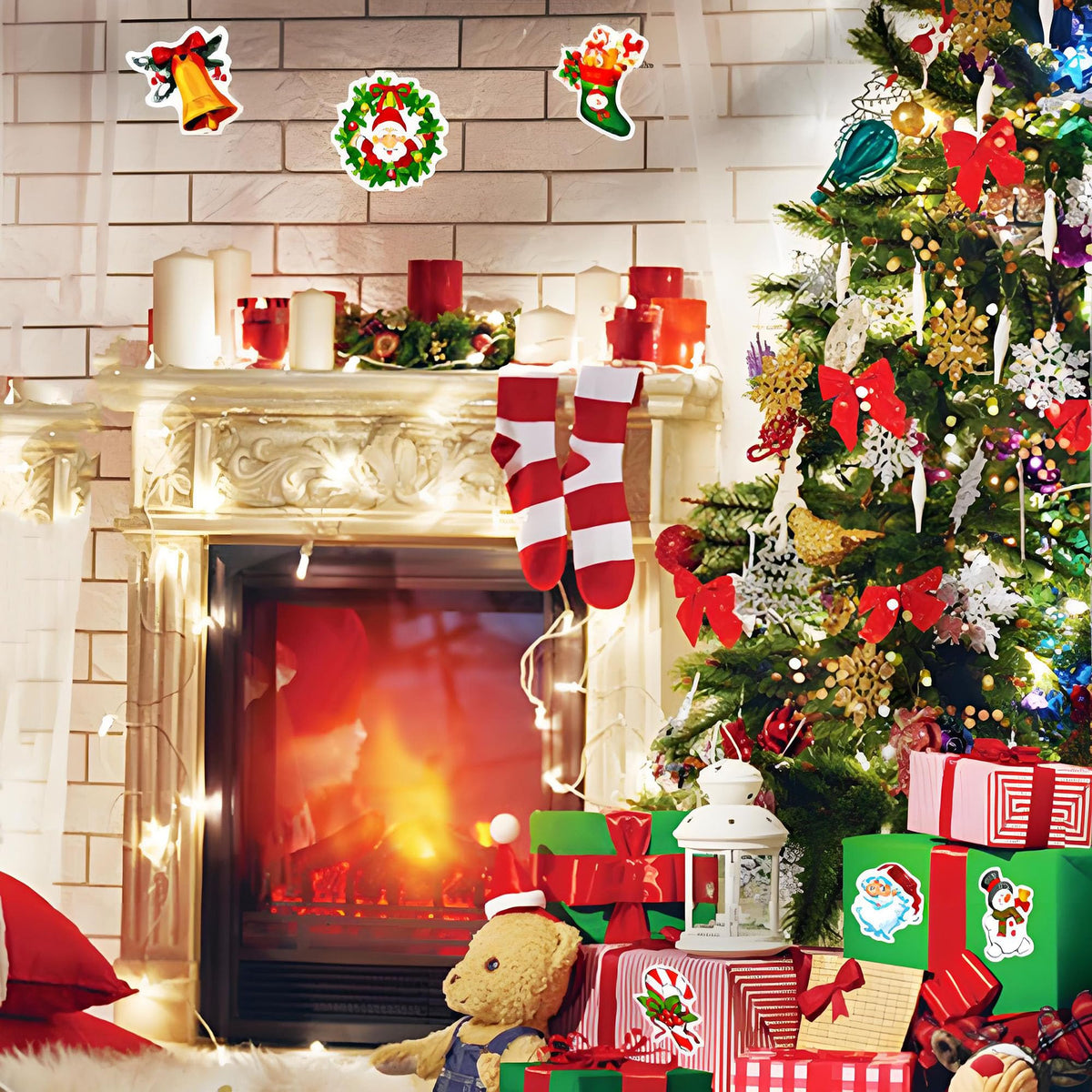 DothRayan Christmas Theme Stickers – 100 Pcs Vinyl Waterproof Holiday Stickers for Envelopes, Gifts & Crafts