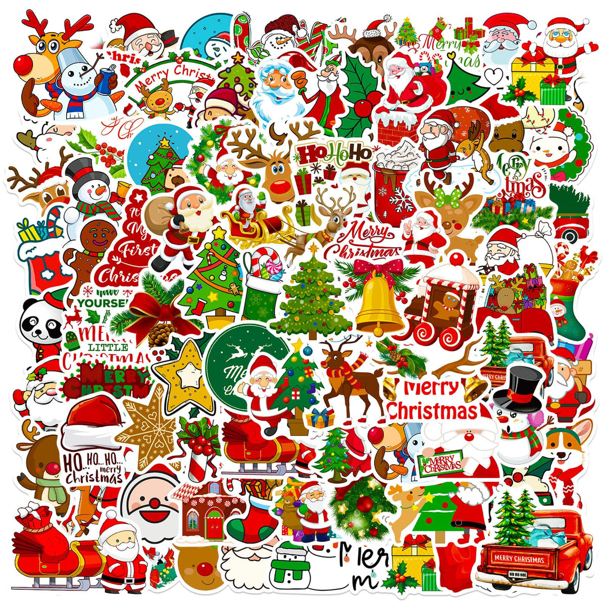DothRayan Christmas Theme Stickers – 100 Pcs Vinyl Waterproof Holiday Stickers for Envelopes, Gifts & Crafts