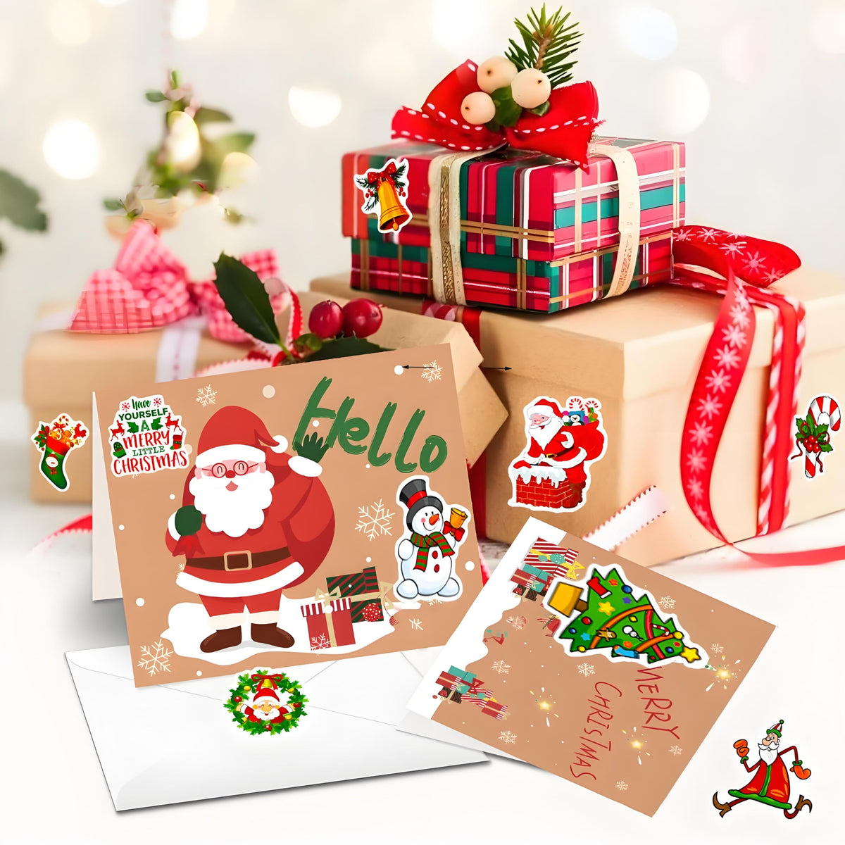 DothRayan Christmas Theme Stickers – 100 Pcs Vinyl Waterproof Holiday Stickers for Envelopes, Gifts & Crafts