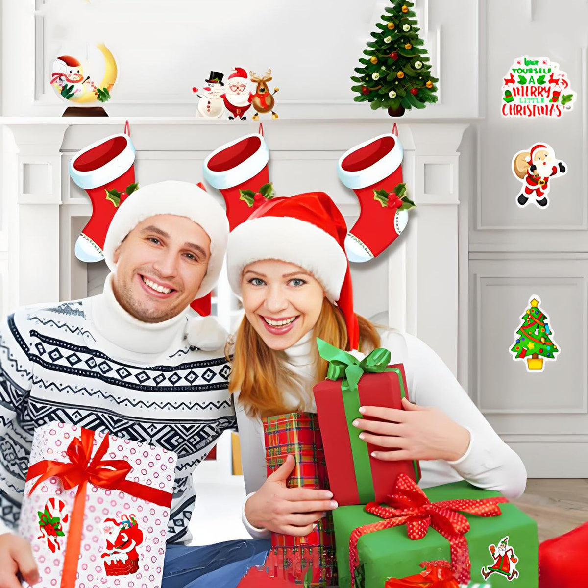 DothRayan Christmas Theme Stickers – 100 Pcs Vinyl Waterproof Holiday Stickers for Envelopes, Gifts & Crafts