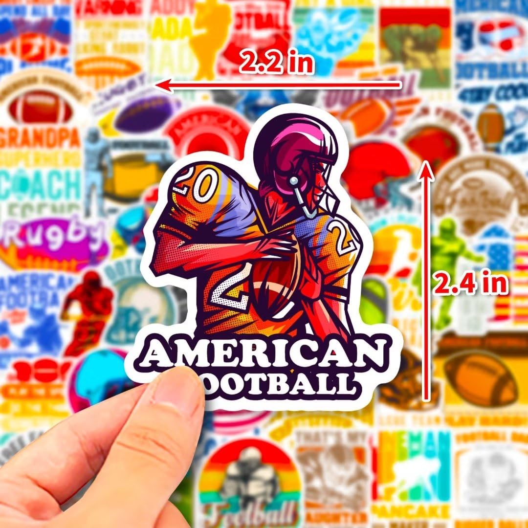 DothRayan Football Stickers - 100 Pcs Waterproof Vinyl Decals for Water Bottles, Laptops, Skateboards