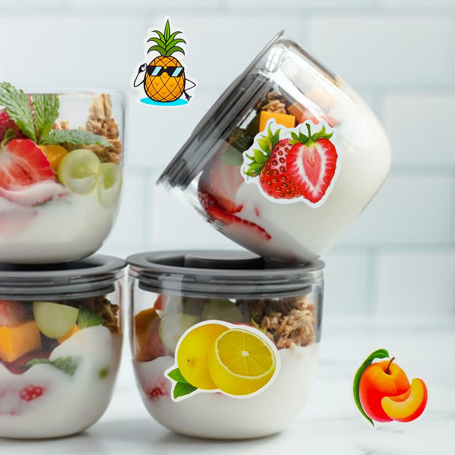 DothRayan Fruit Stickers Pack – 100 Pcs VSCO Waterproof Sticker Set for Water Bottles, Laptops, Luggage