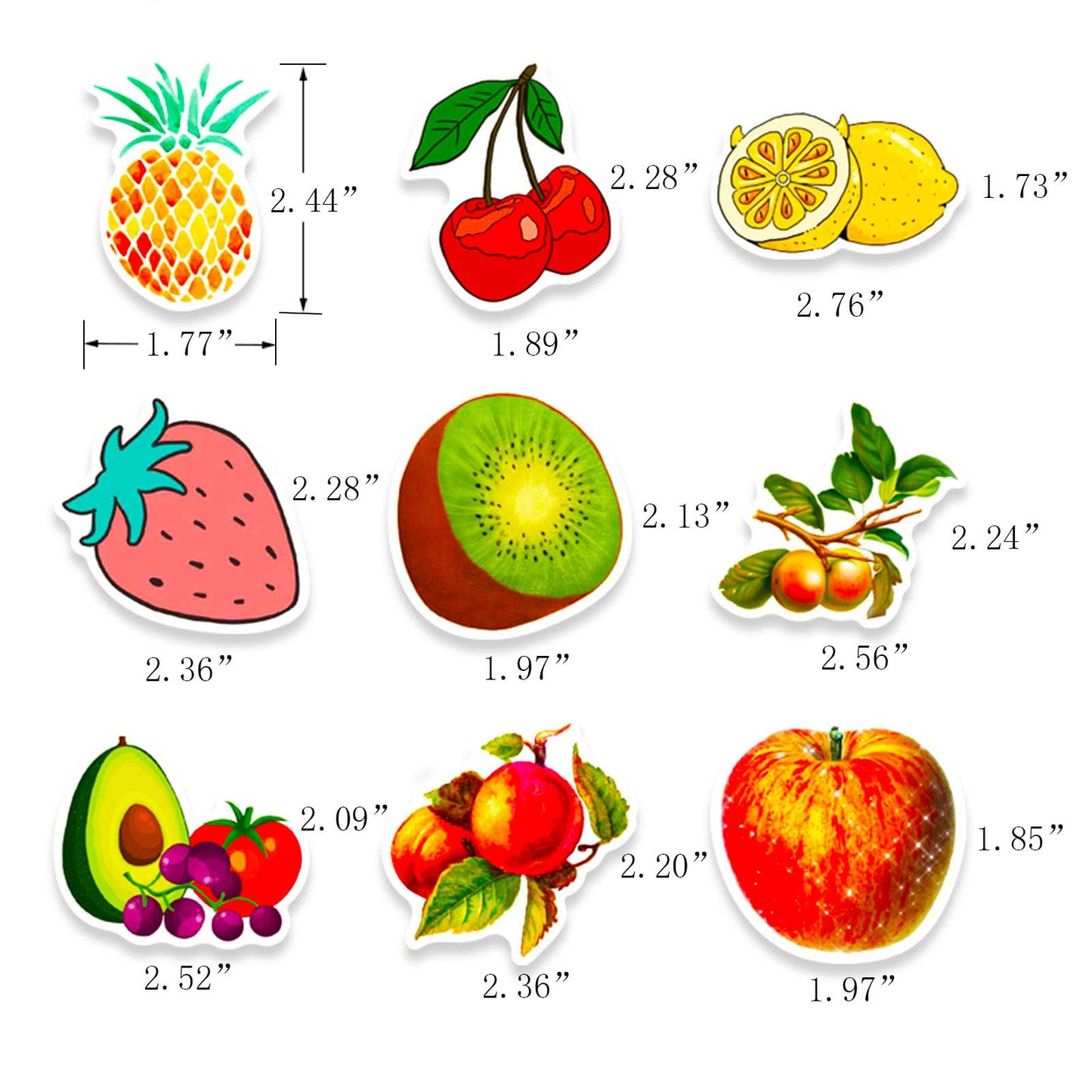 DothRayan Fruit Stickers Pack – 100 Pcs VSCO Waterproof Sticker Set for Water Bottles, Laptops, Luggage