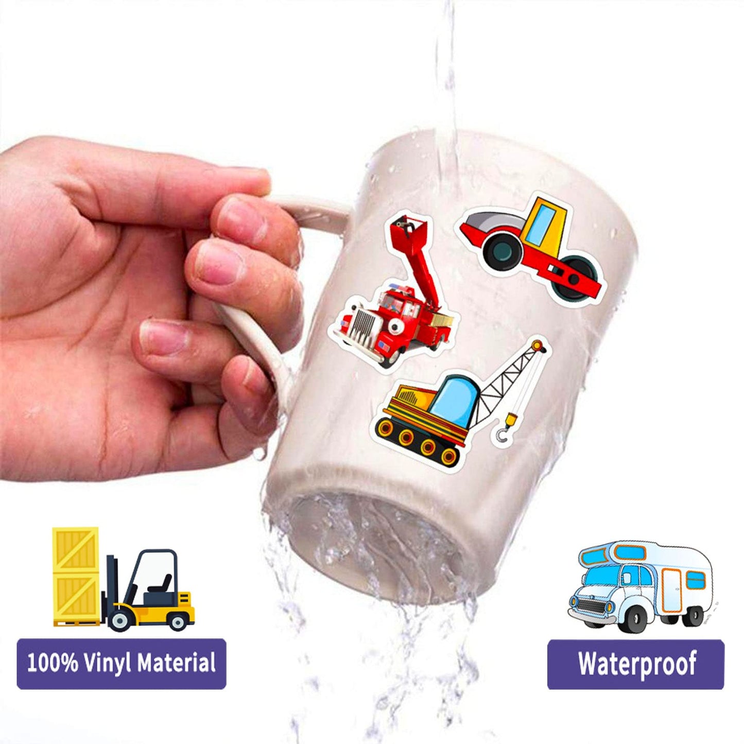 DothRayan Car Stickers for Water Bottles – 100 Pcs Transportation Vehicle Stickers