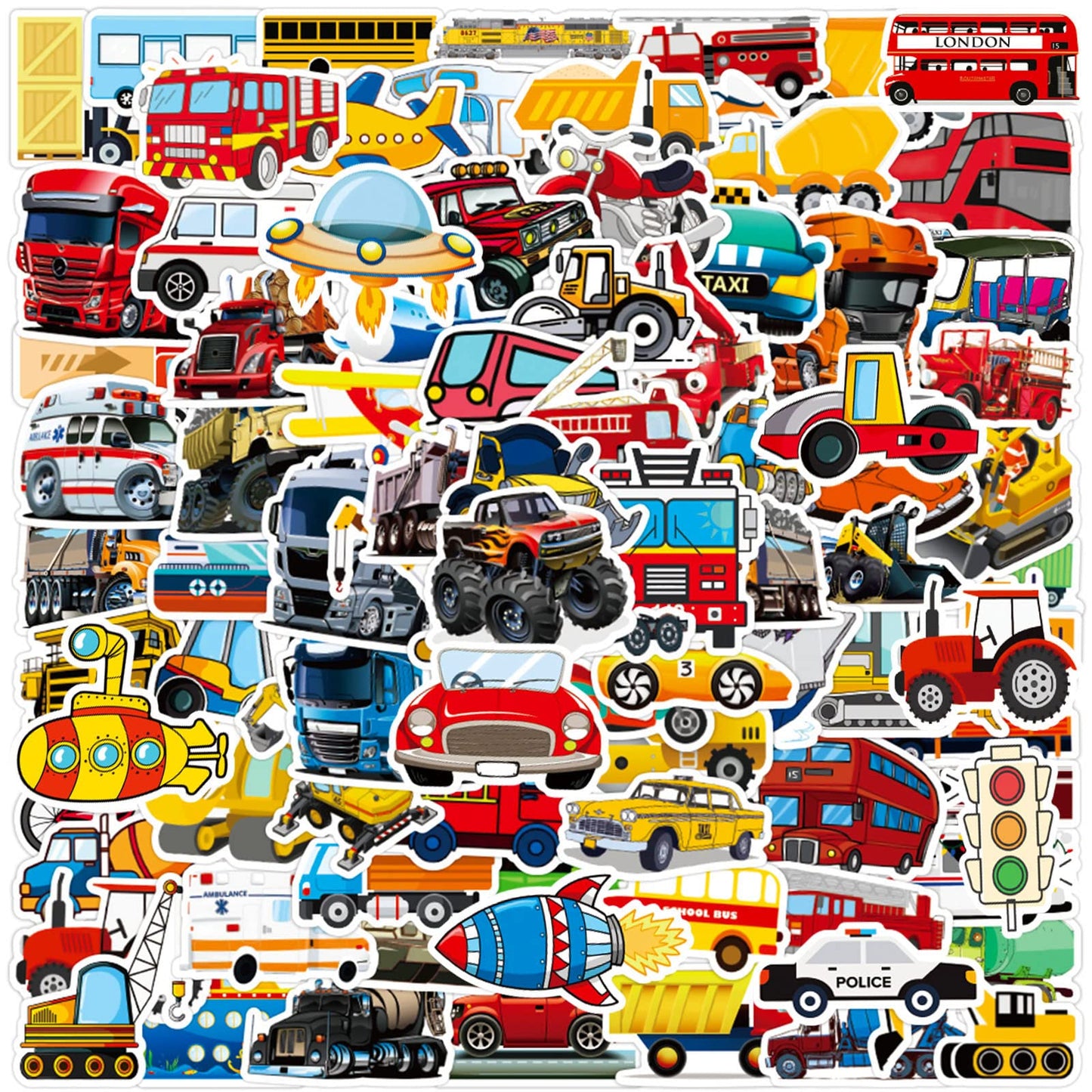 DothRayan Car Stickers for Water Bottles – 100 Pcs Transportation Vehicle Stickers