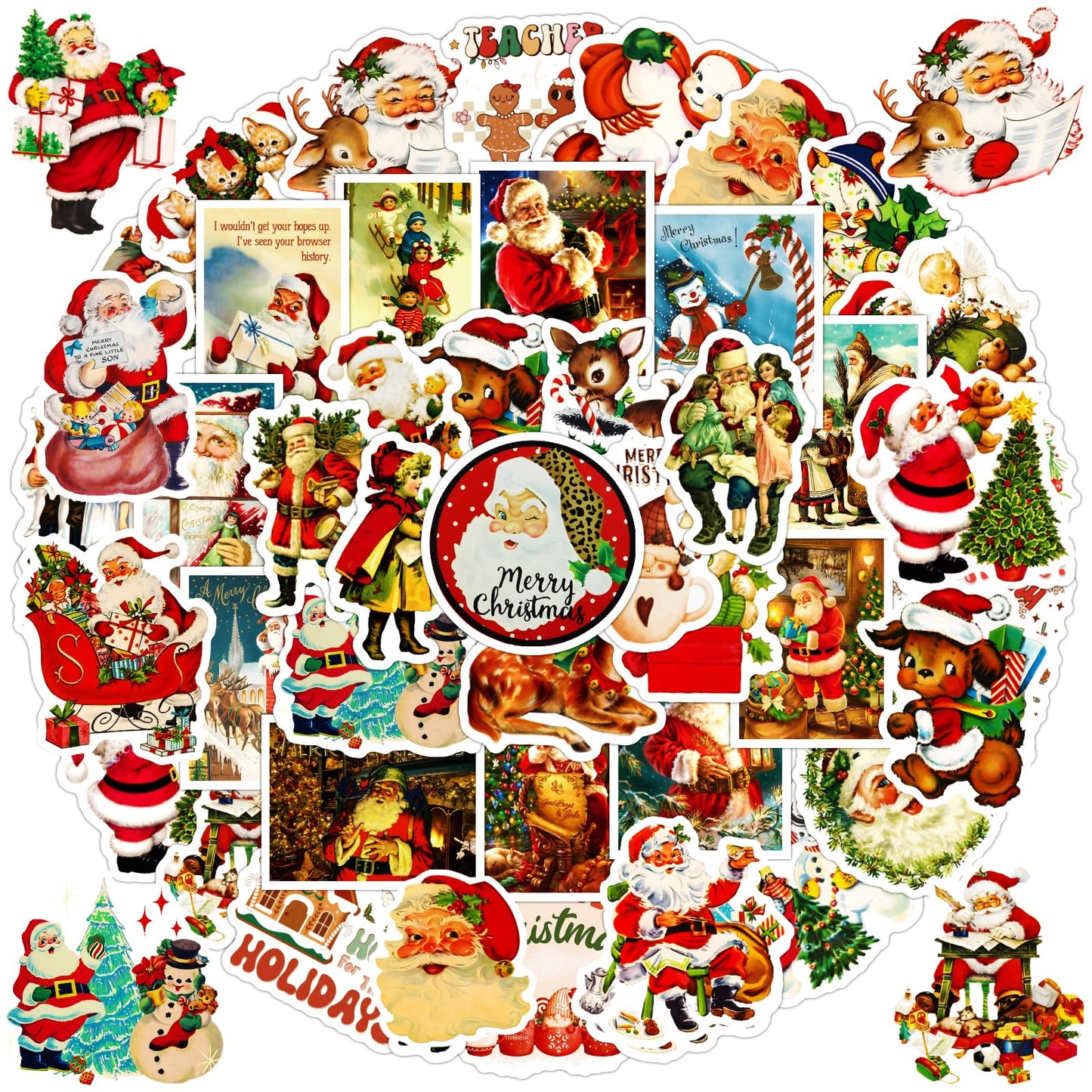 DothRayan 100Pcs Vintage Christmas Stickers – Waterproof VSCO Pack for Kids & Teens