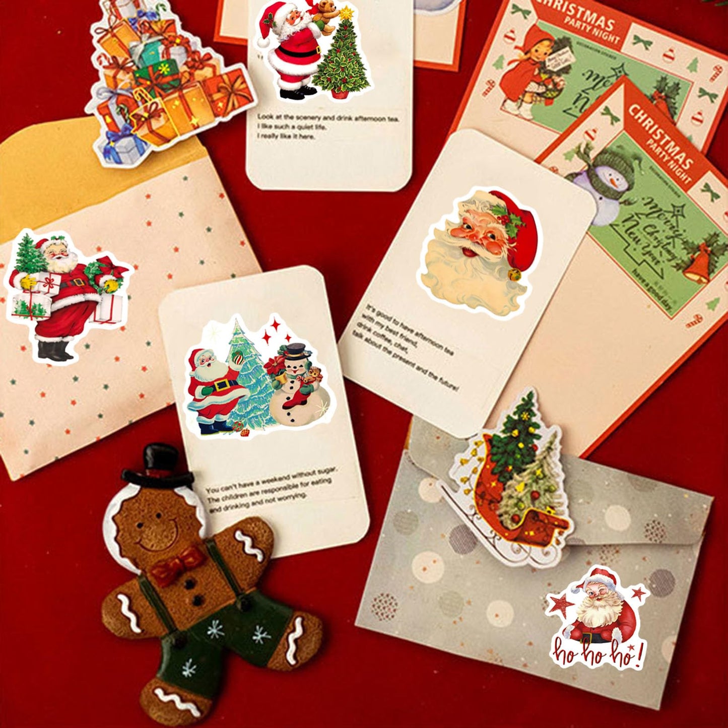 DothRayan 100Pcs Vintage Christmas Stickers – Waterproof VSCO Pack for Kids & Teens
