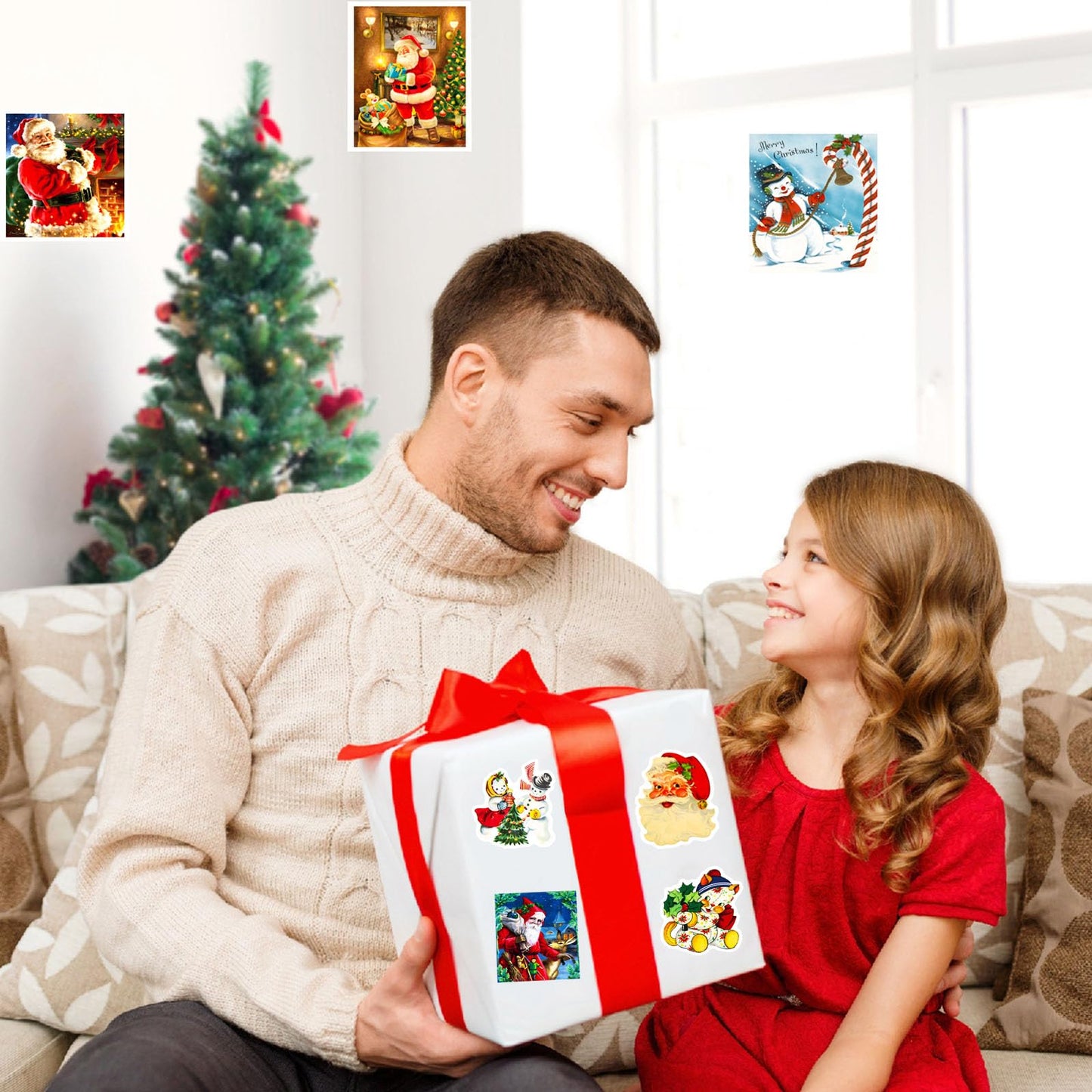 DothRayan 100Pcs Vintage Christmas Stickers – Waterproof VSCO Pack for Kids & Teens