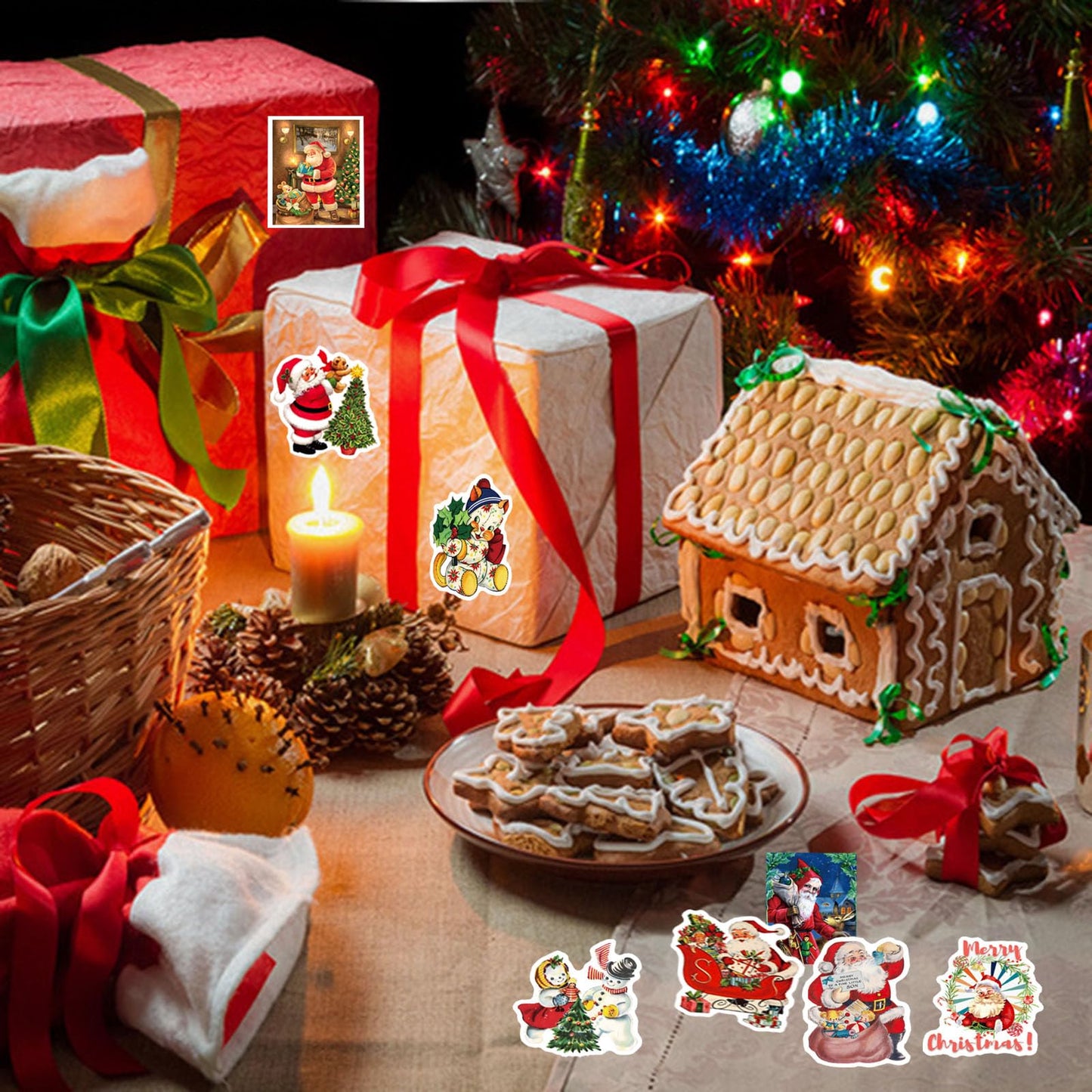 DothRayan 100Pcs Vintage Christmas Stickers – Waterproof VSCO Pack for Kids & Teens