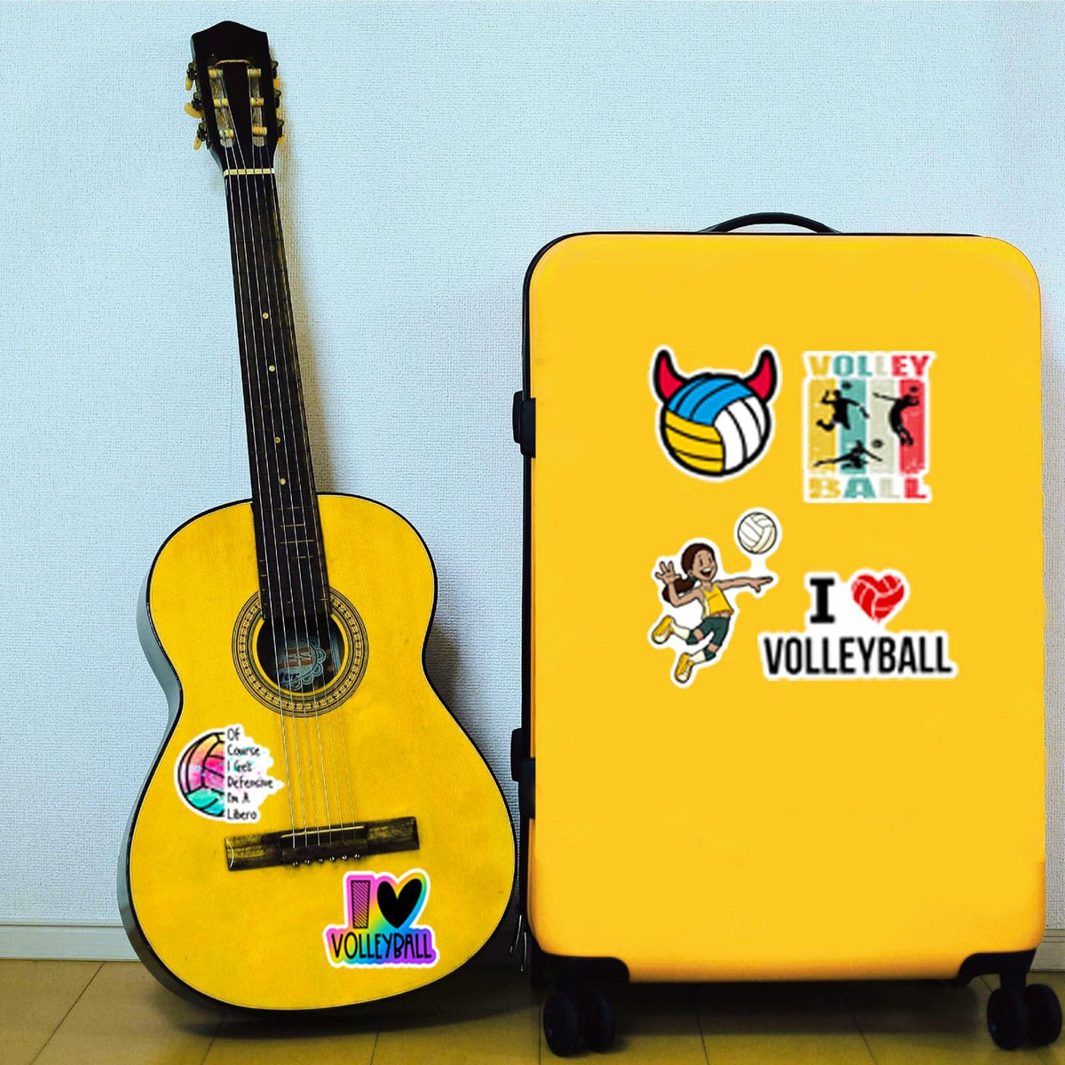 DothRayan Volleyball Stickers Pack – 100-Count Vinyl Waterproof Stickers for Water Bottles, Laptops & Gear