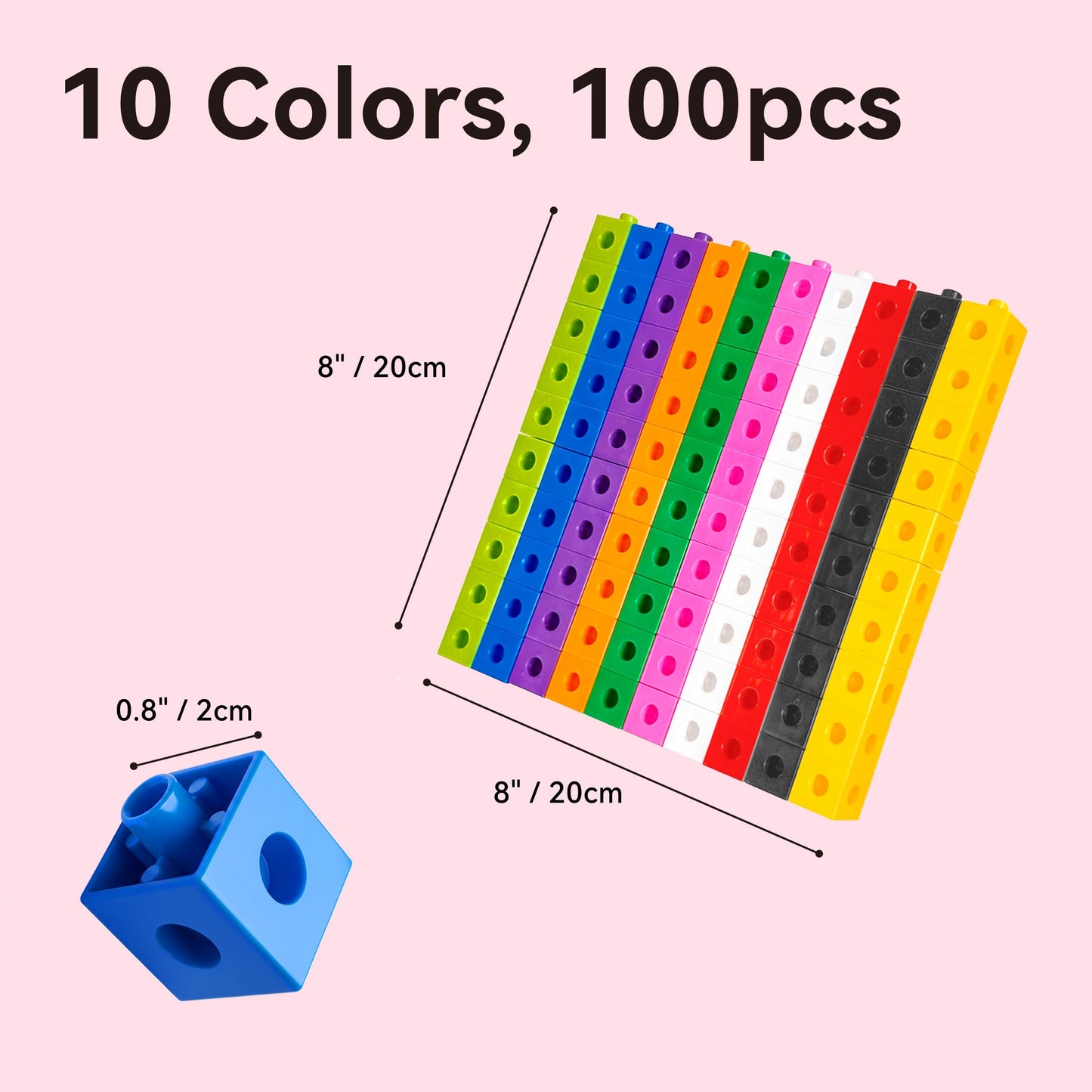 Dotimo 100-Piece Math Linking Cubes | Counting, Patterns & STEM for Kids 3–8