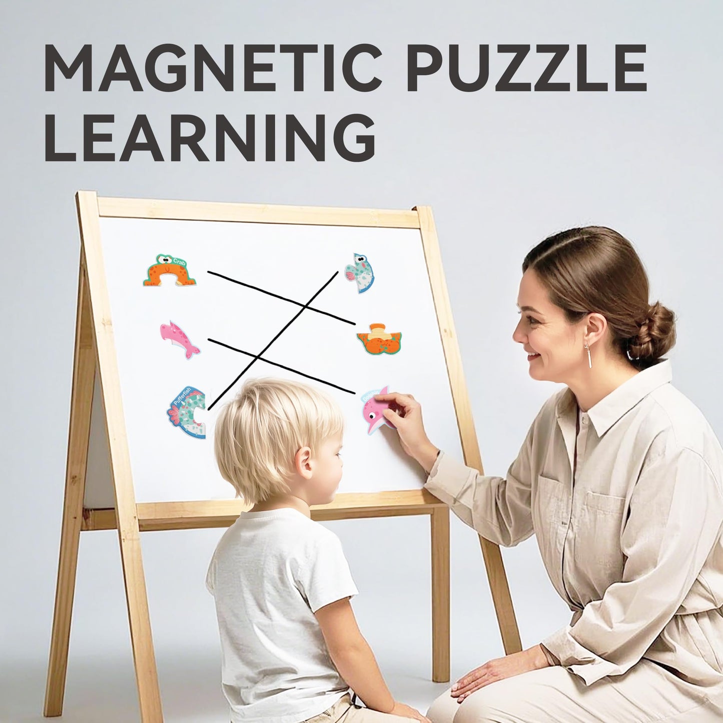 Dotimo Kids: 30-Piece Magnetic Ocean Animals Puzzle for Toddlers 3+