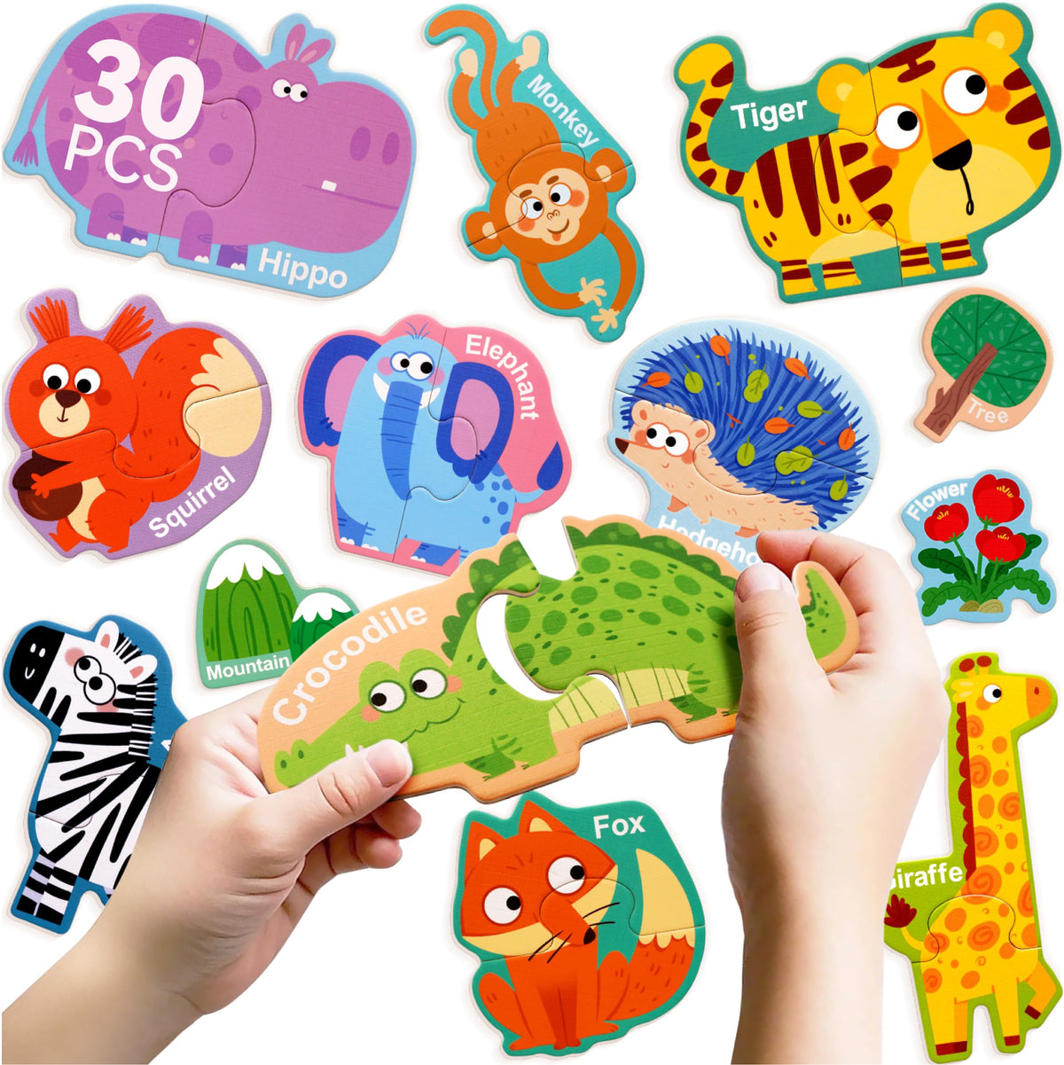 Dotimo Kids Wild Animal Magnetic Preschool Puzzles – 30 Pieces, 13 Pairs