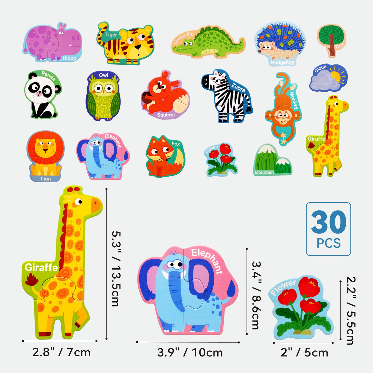 Dotimo Kids Wild Animal Magnetic Preschool Puzzles – 30 Pieces, 13 Pairs