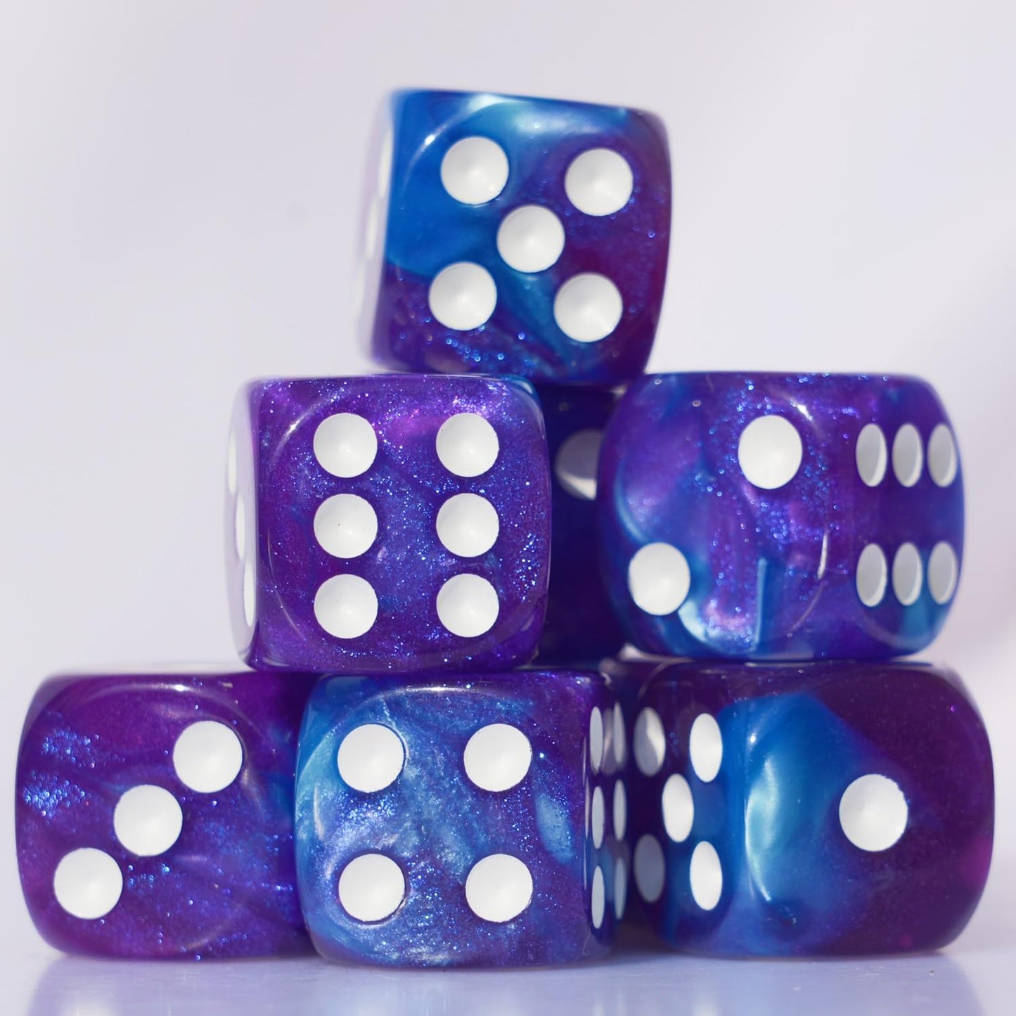 10 PC D6 Dice Set 16mm Acrylic – Purple & Blue for RPGs, MTG, DND