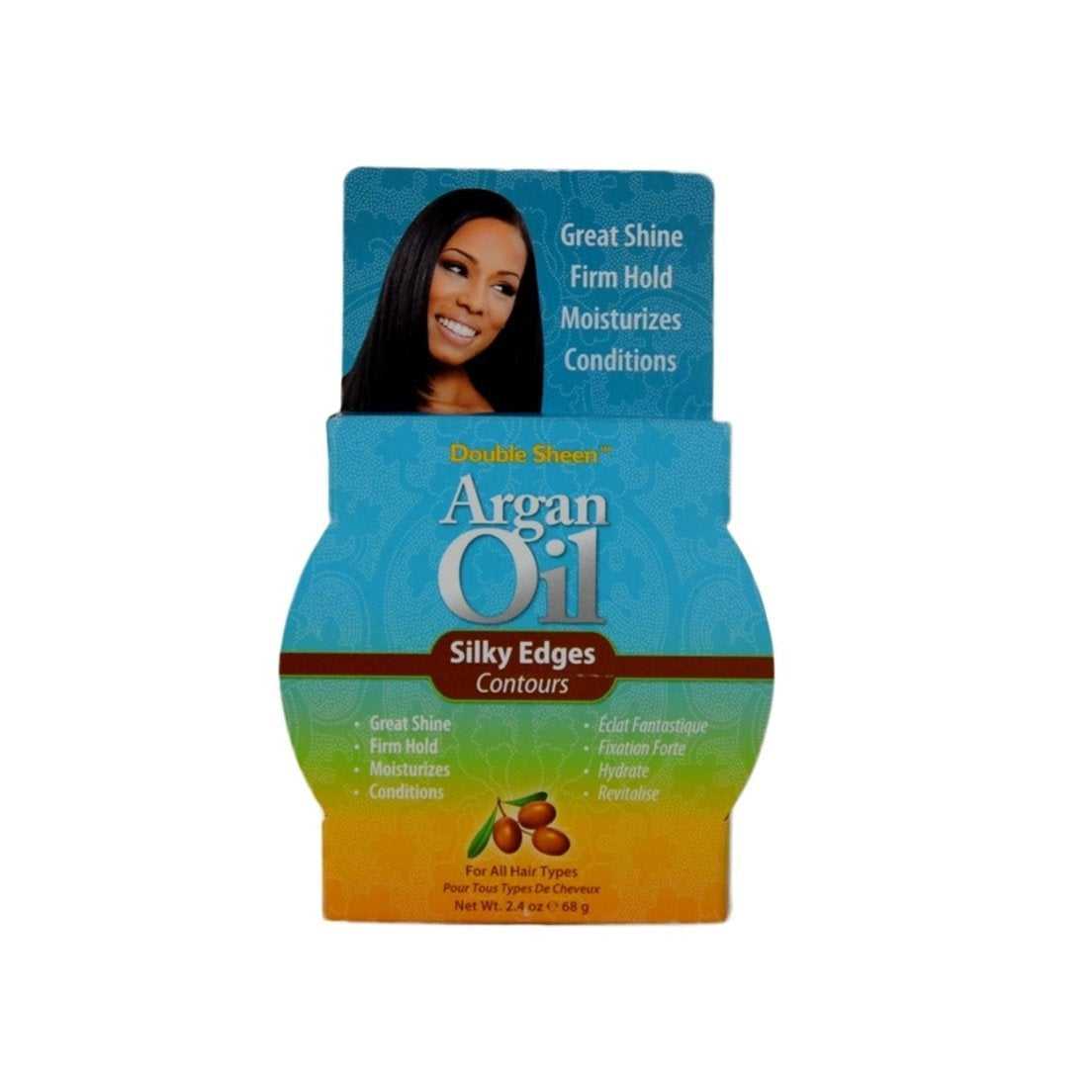 Double Sheen Argan Oil Silky Edge Strong Hold & Shine for Textured Hair 65g/2.29 oz