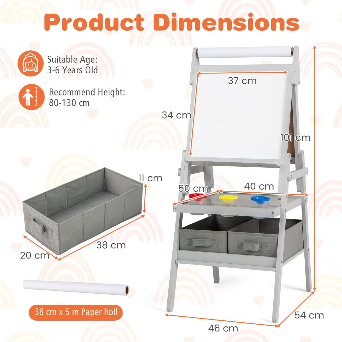 Double-sided Kids Easel with Magnetic Whiteboard and Chalkboard-Dark Green