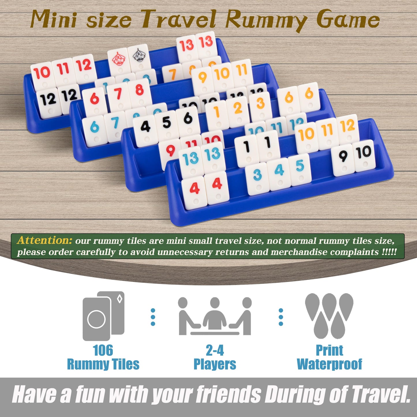 Doublefan Mini Rummy Cube Set – Travel-Ready 106 Tiles for 2-4 Players
