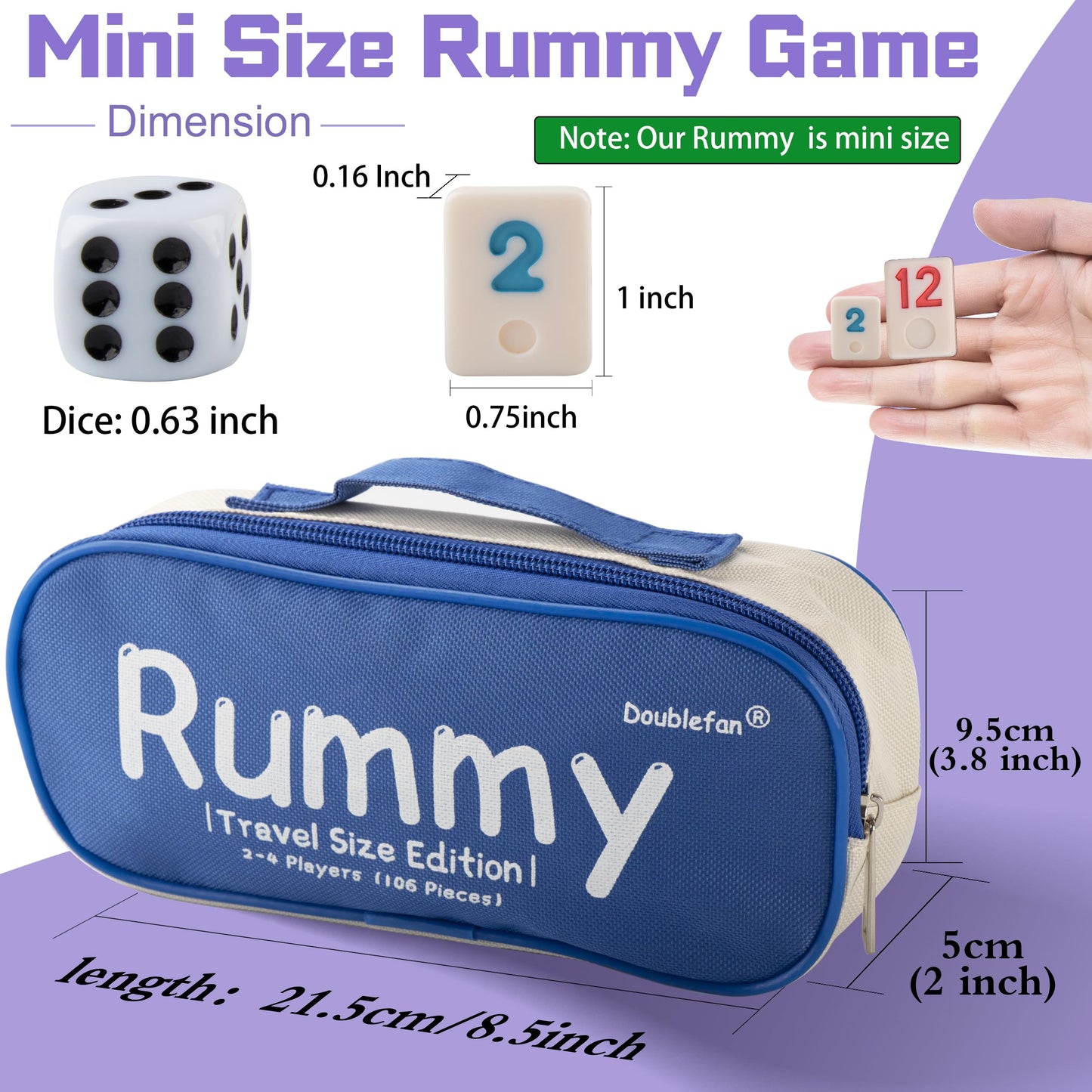 Doublefan Mini Rummy Cube Set – Travel-Ready 106 Tiles for 2-4 Players