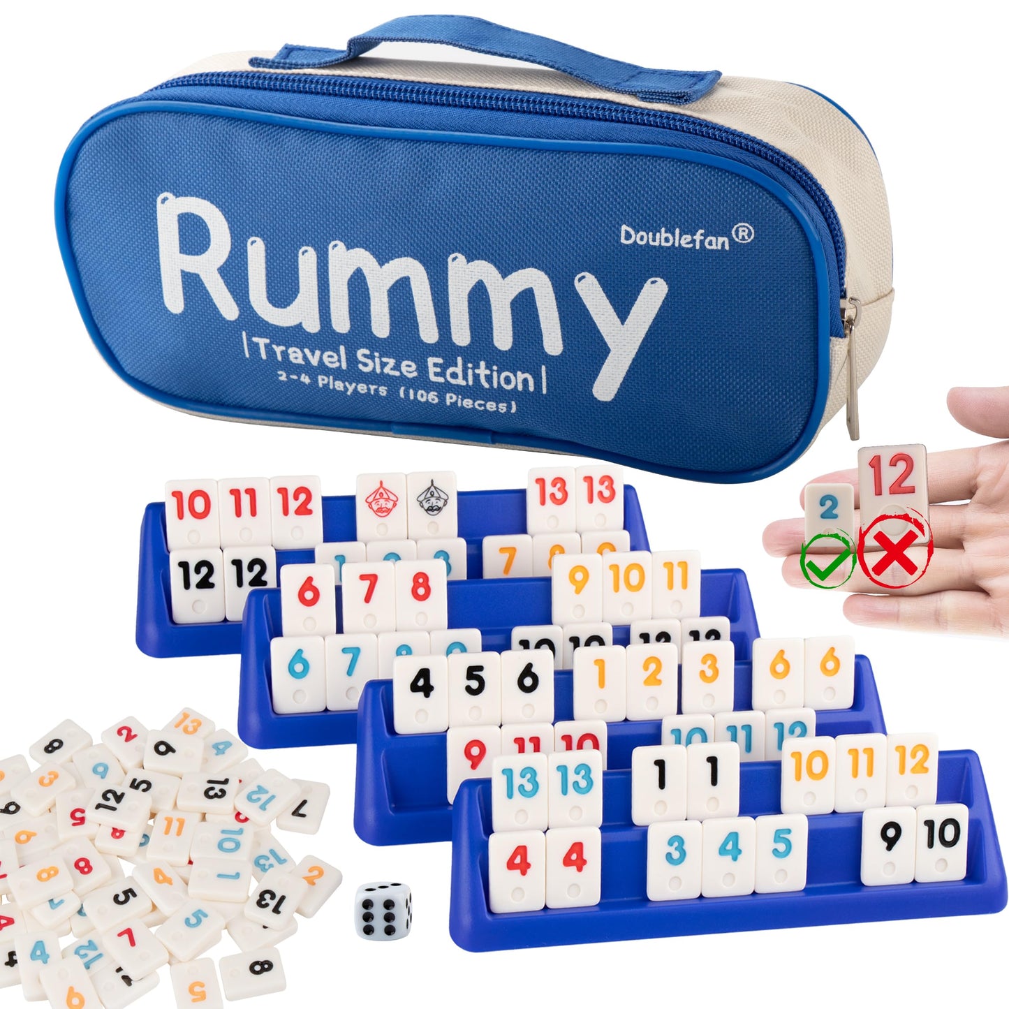 Doublefan Mini Rummy Cube Set – Travel-Ready 106 Tiles for 2-4 Players
