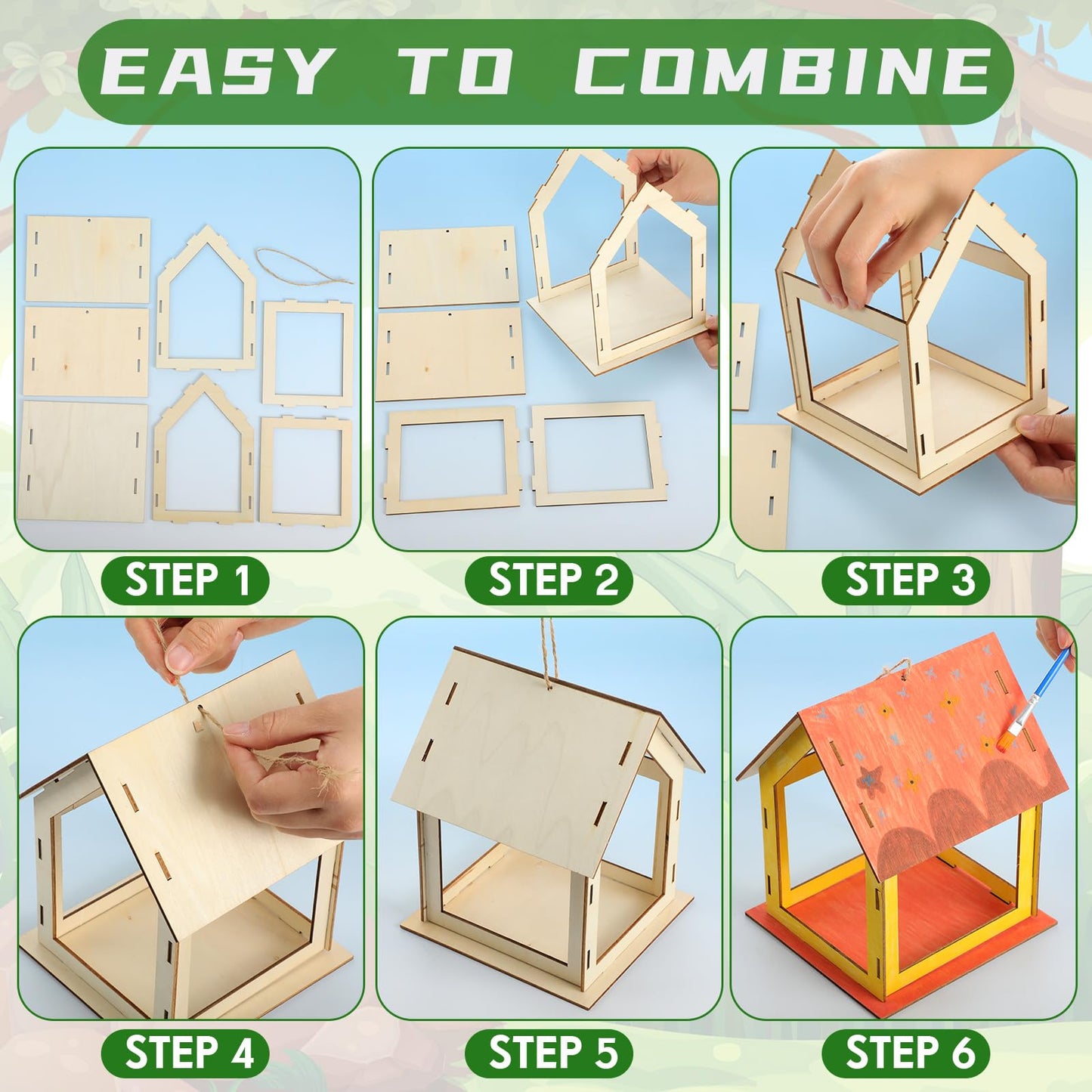 DoubleFill 24 Pcs Wooden Bird Feeder Kits for Kids – Build & Paint